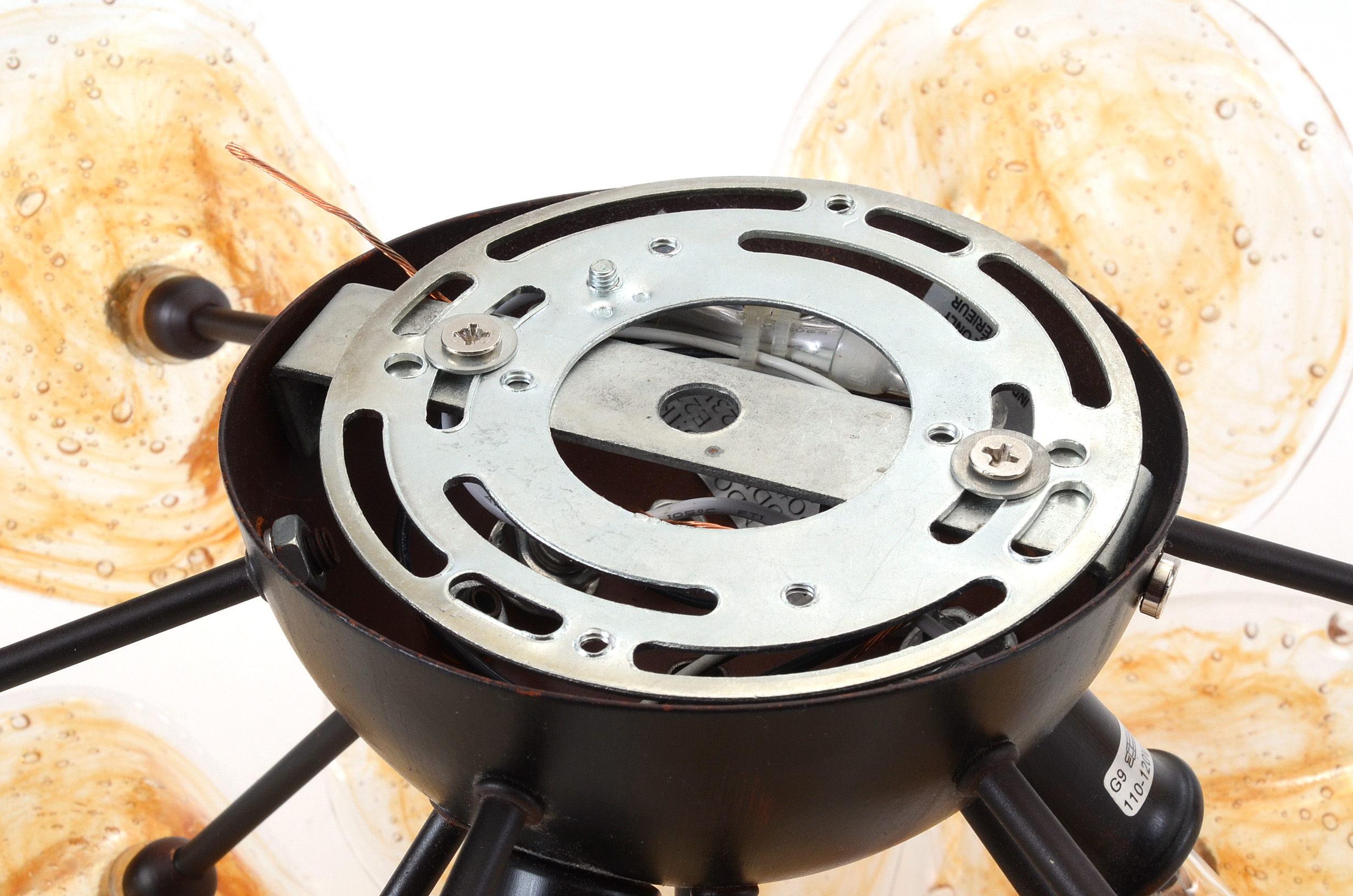 Hand-blown Amber Murano Glass Ceiling Light