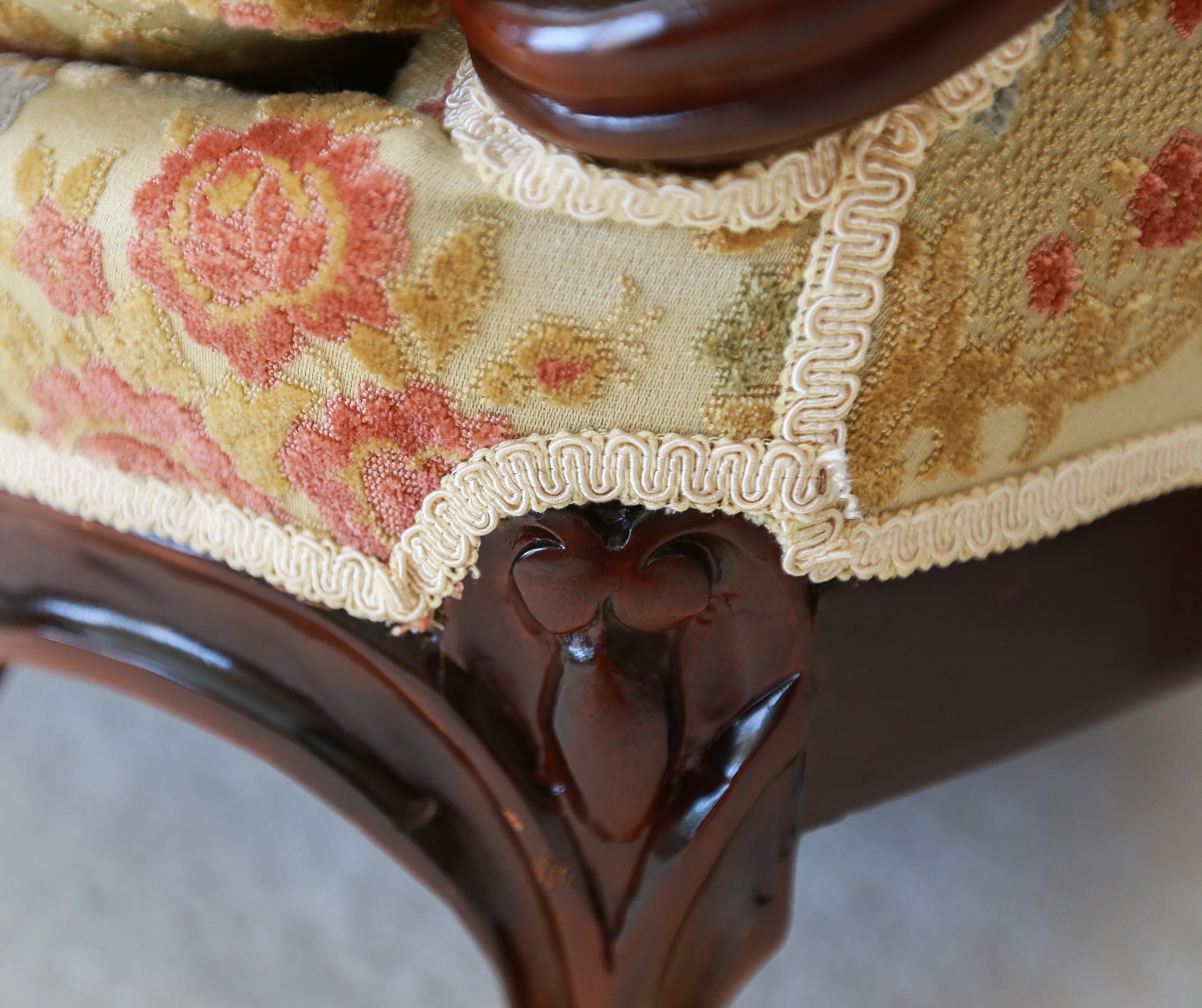 Carlton McLendon Victorian Style Upholstered Wing Back Sofa