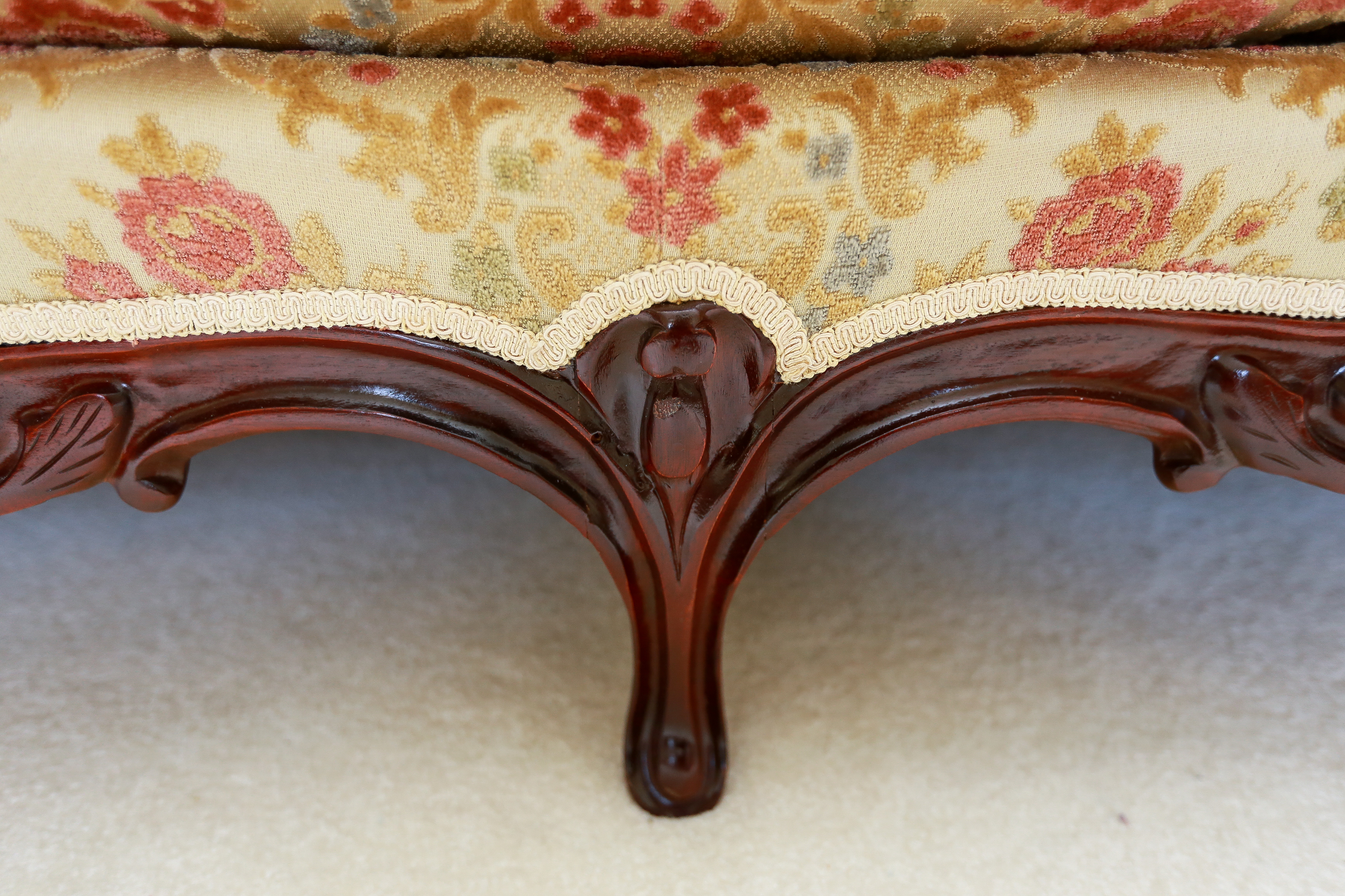 Carlton McLendon Victorian Style Upholstered Wing Back Sofa