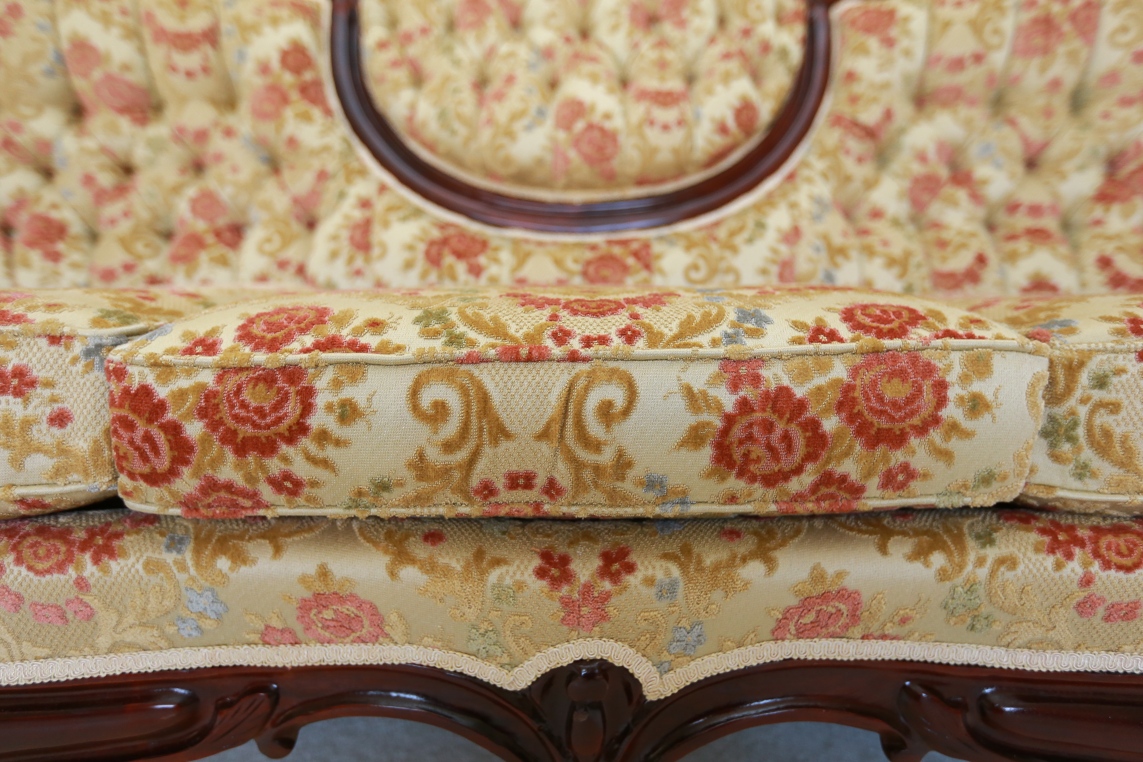 Carlton McLendon Victorian Style Upholstered Wing Back Sofa