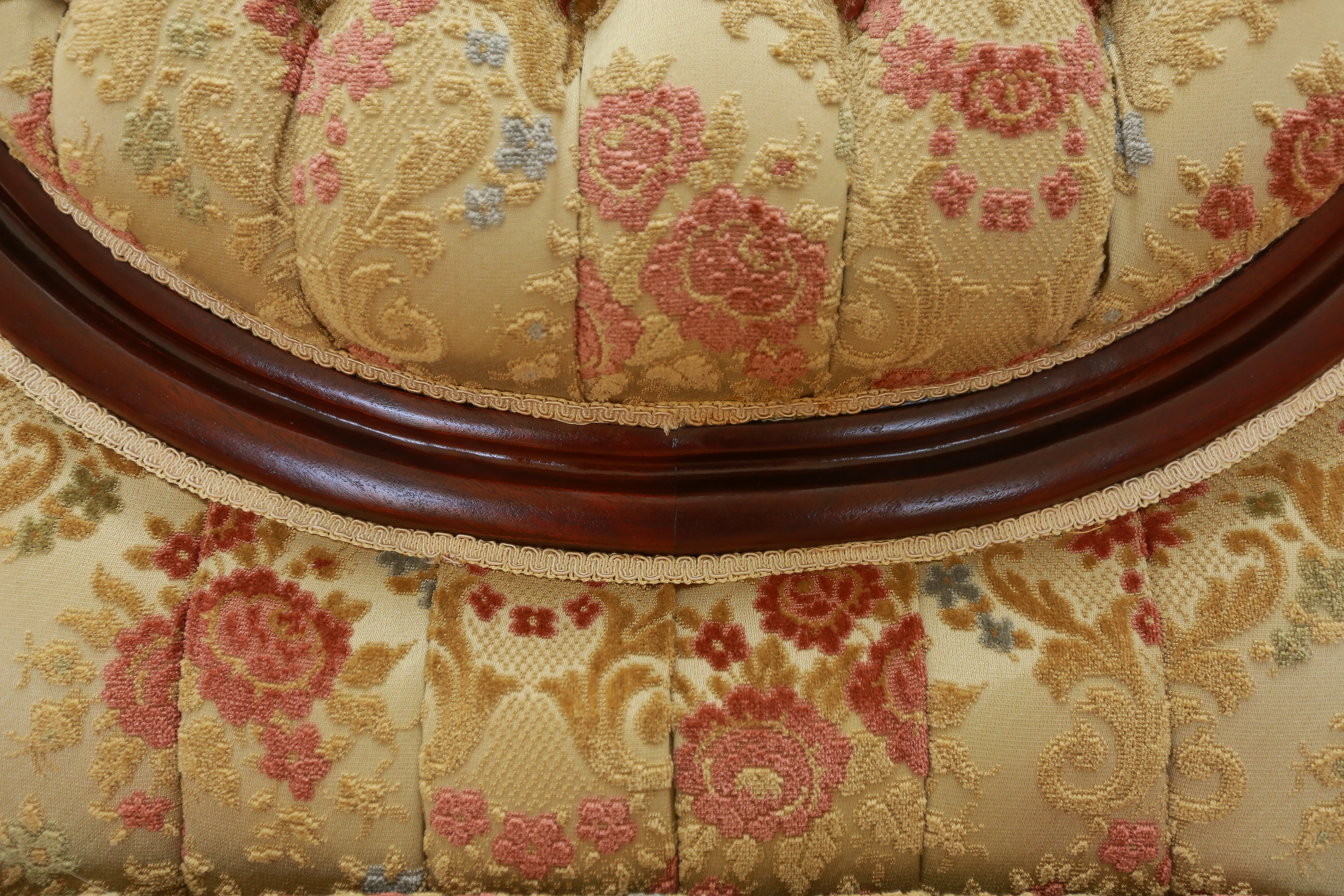 Carlton McLendon Victorian Style Upholstered Wing Back Sofa