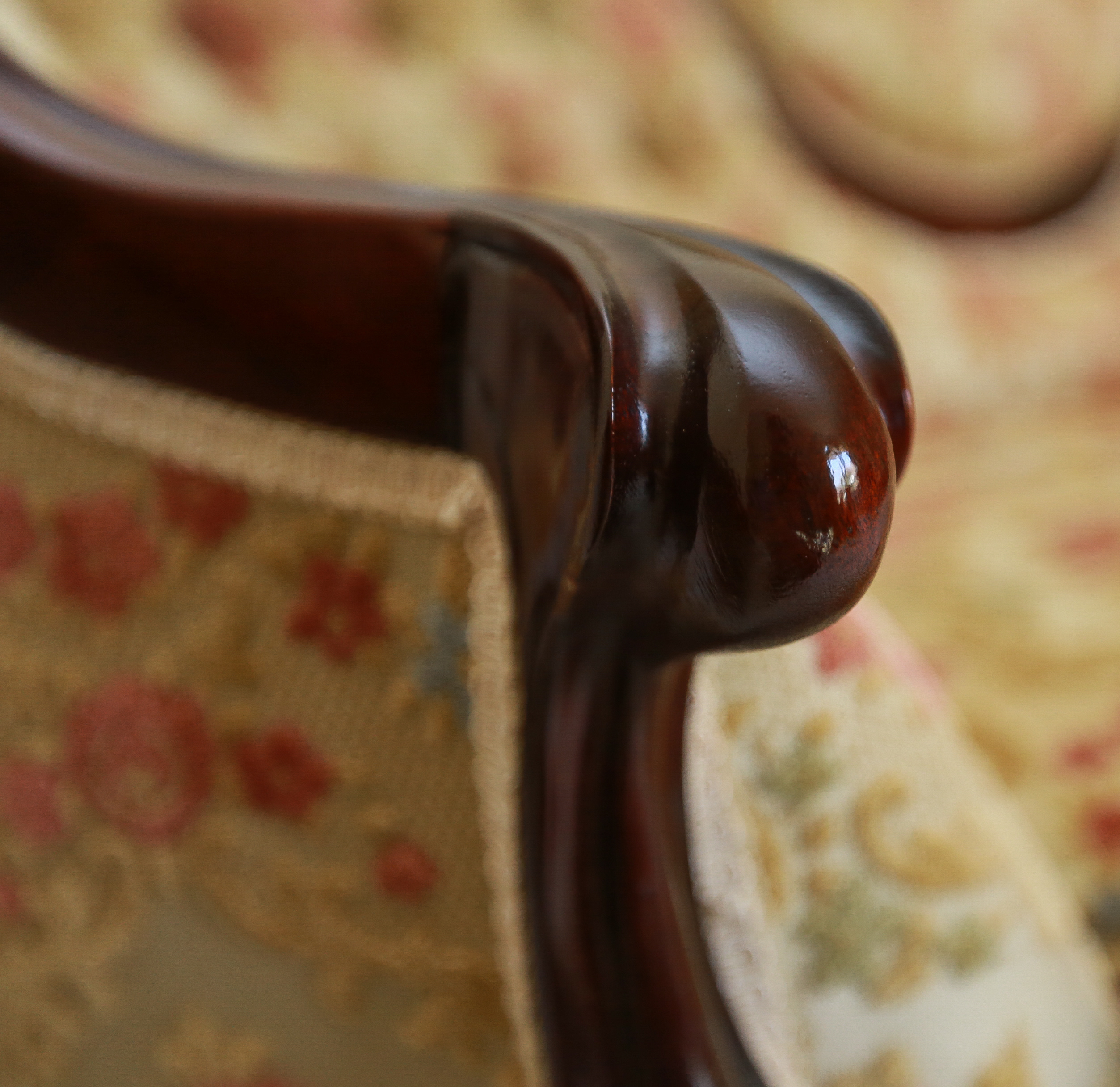 Carlton McLendon Victorian Style Upholstered Wing Back Sofa