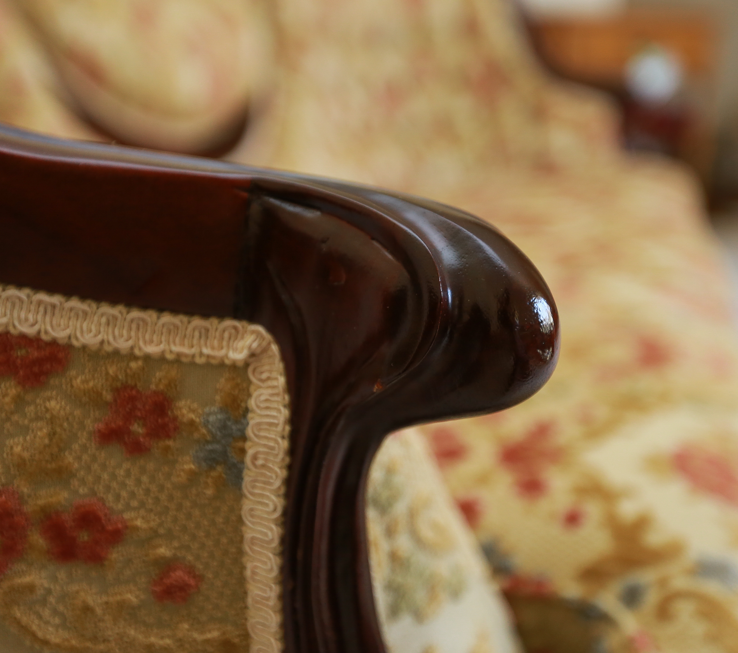 Carlton McLendon Victorian Style Upholstered Wing Back Sofa