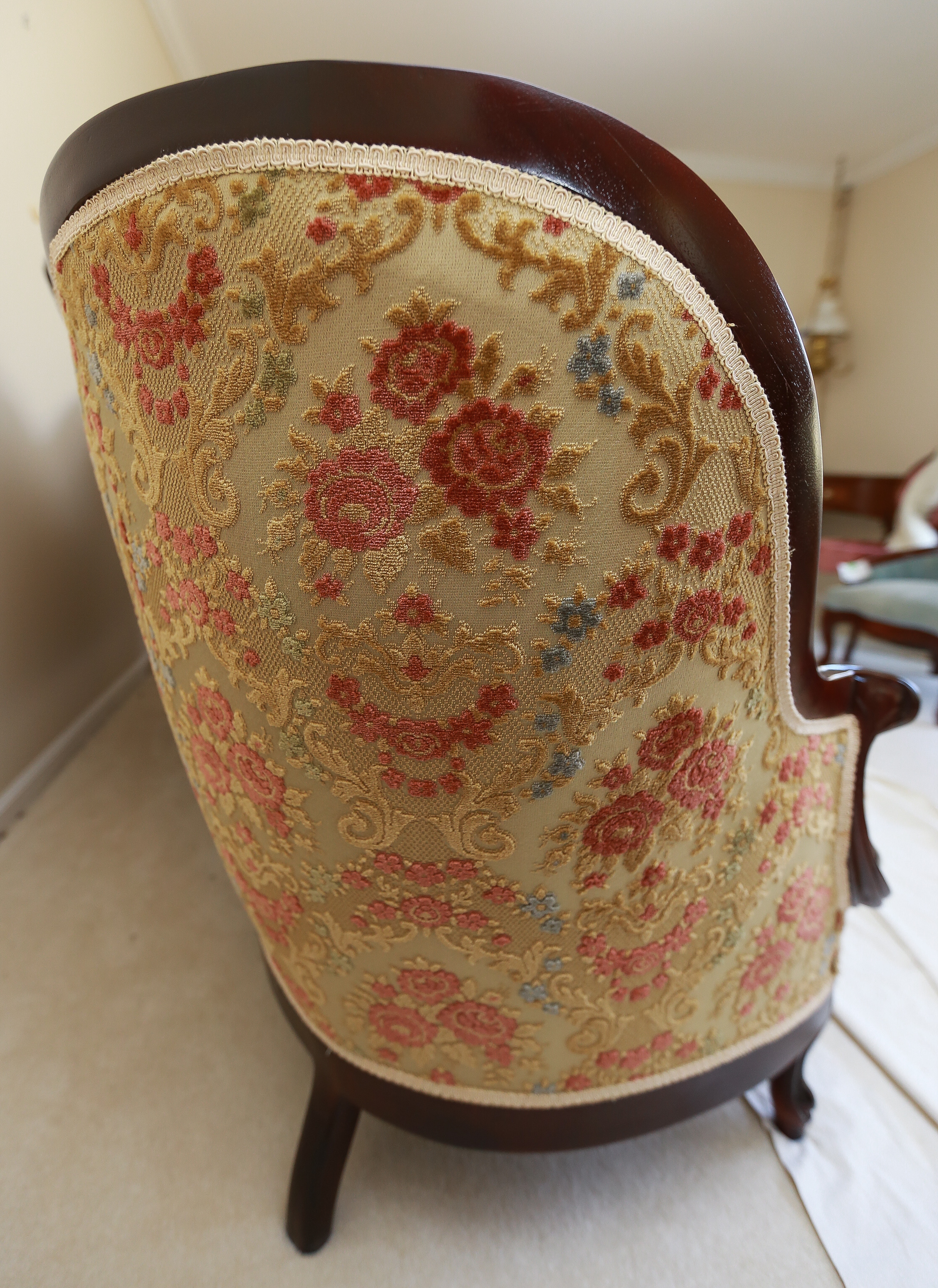 Carlton McLendon Victorian Style Upholstered Wing Back Sofa