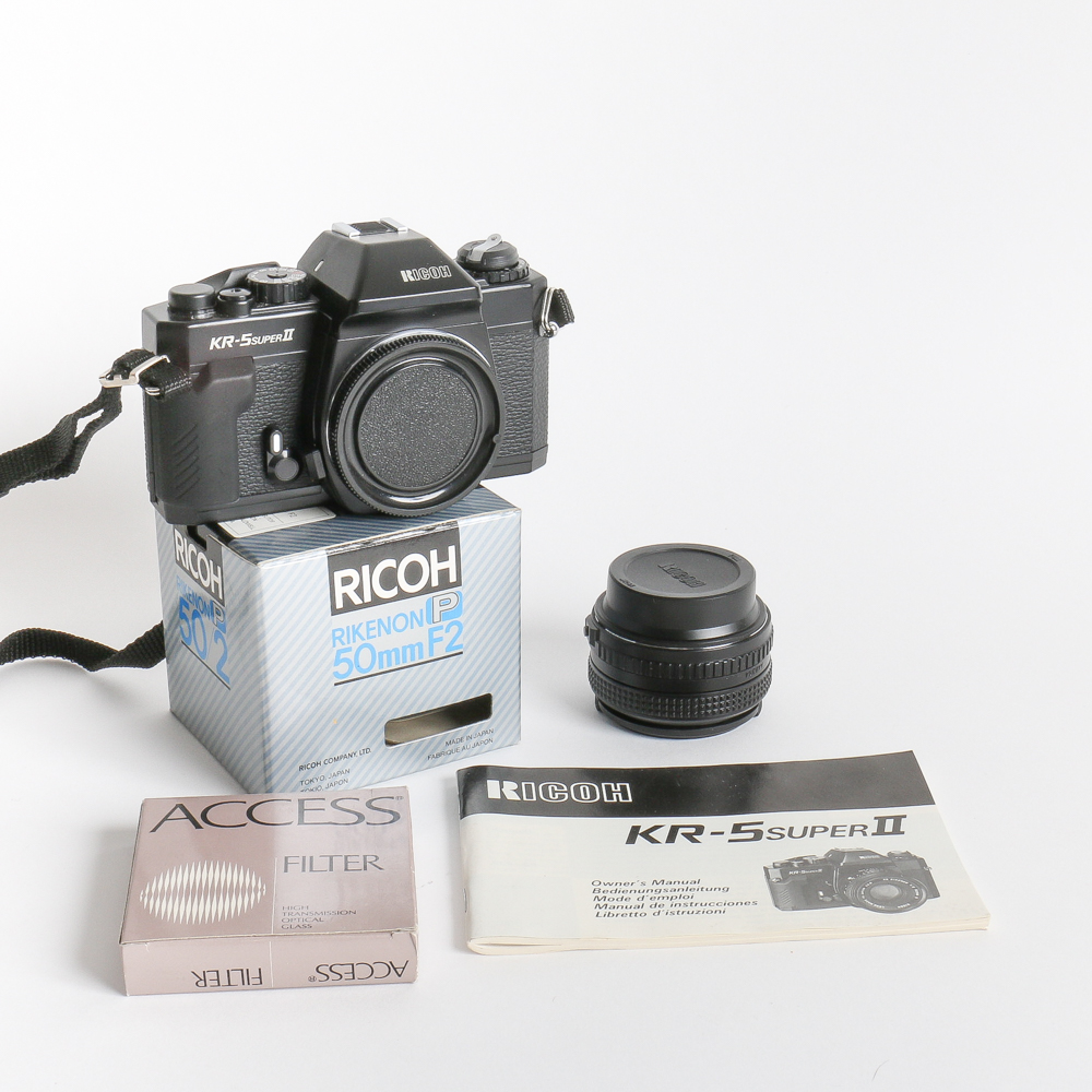 Vintage Ricoh KR-5 Camera and Accessories