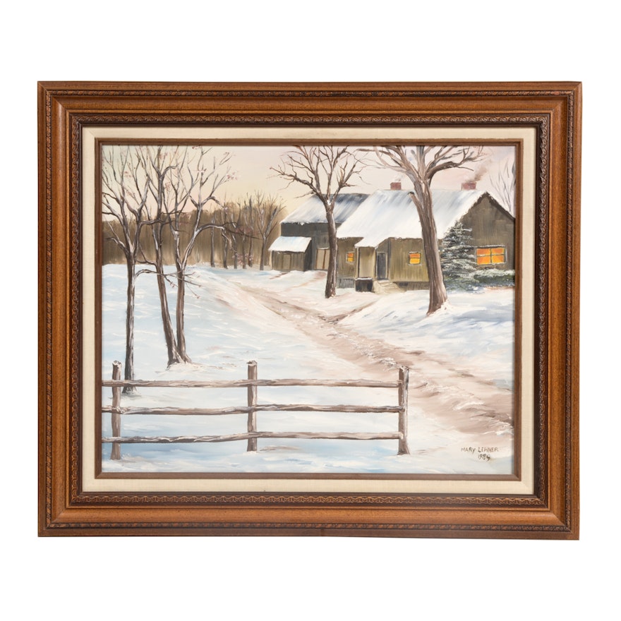 Mary Lehner Winter Scene Oil Painting