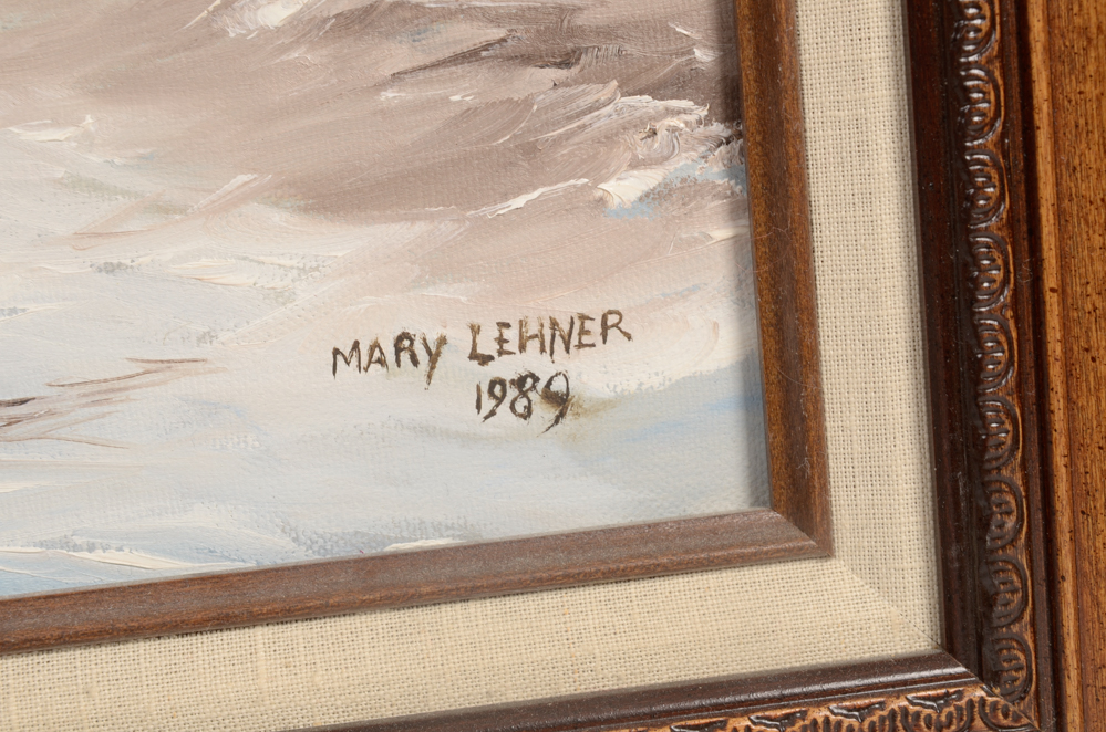 Mary Lehner Winter Scene Oil Painting
