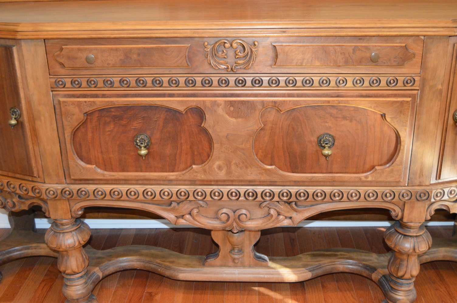 Vintage Eastlake Walnut Buffet by H.E. Shaw