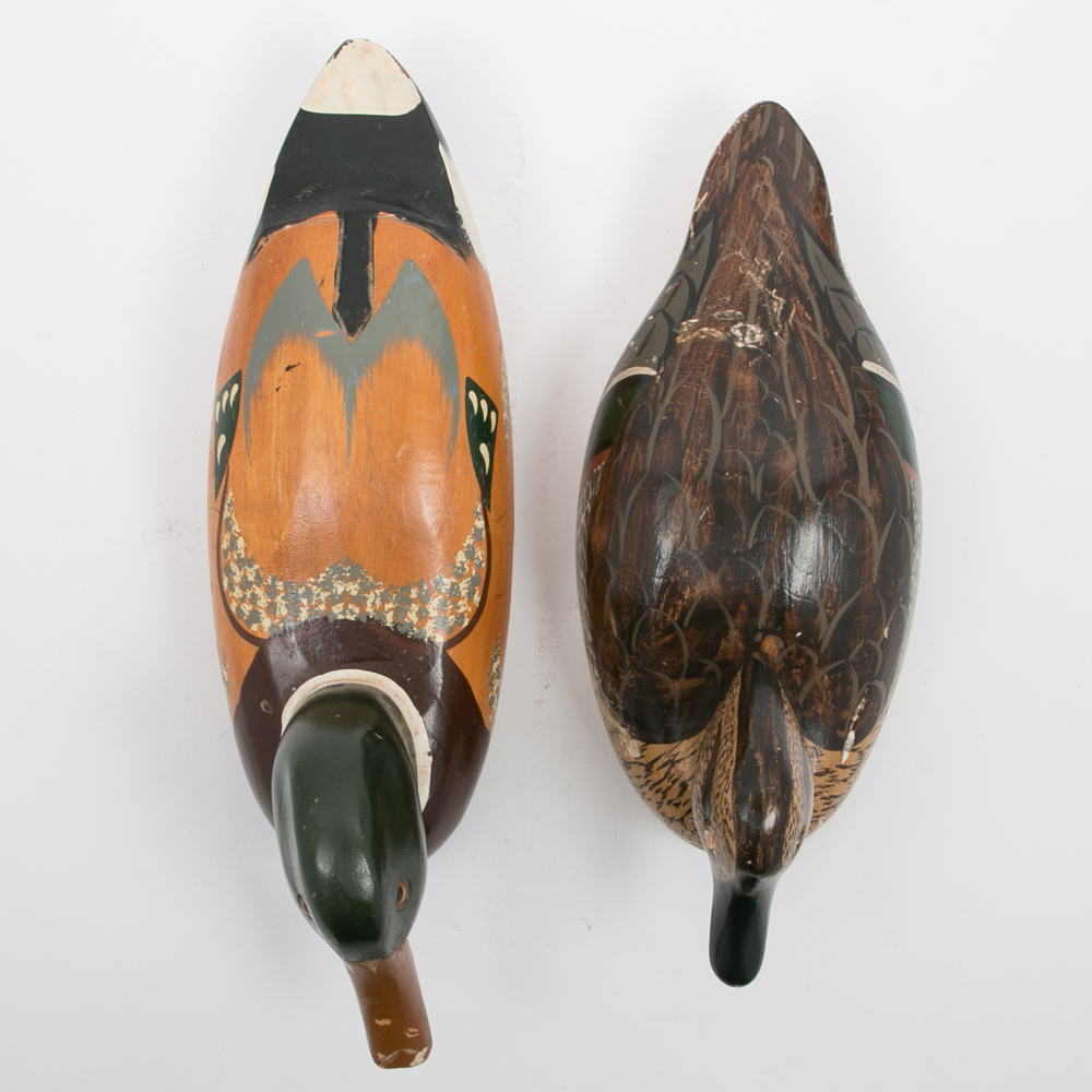 Hand Crafted Wooden Duck Decoys, Including Chas. Moore