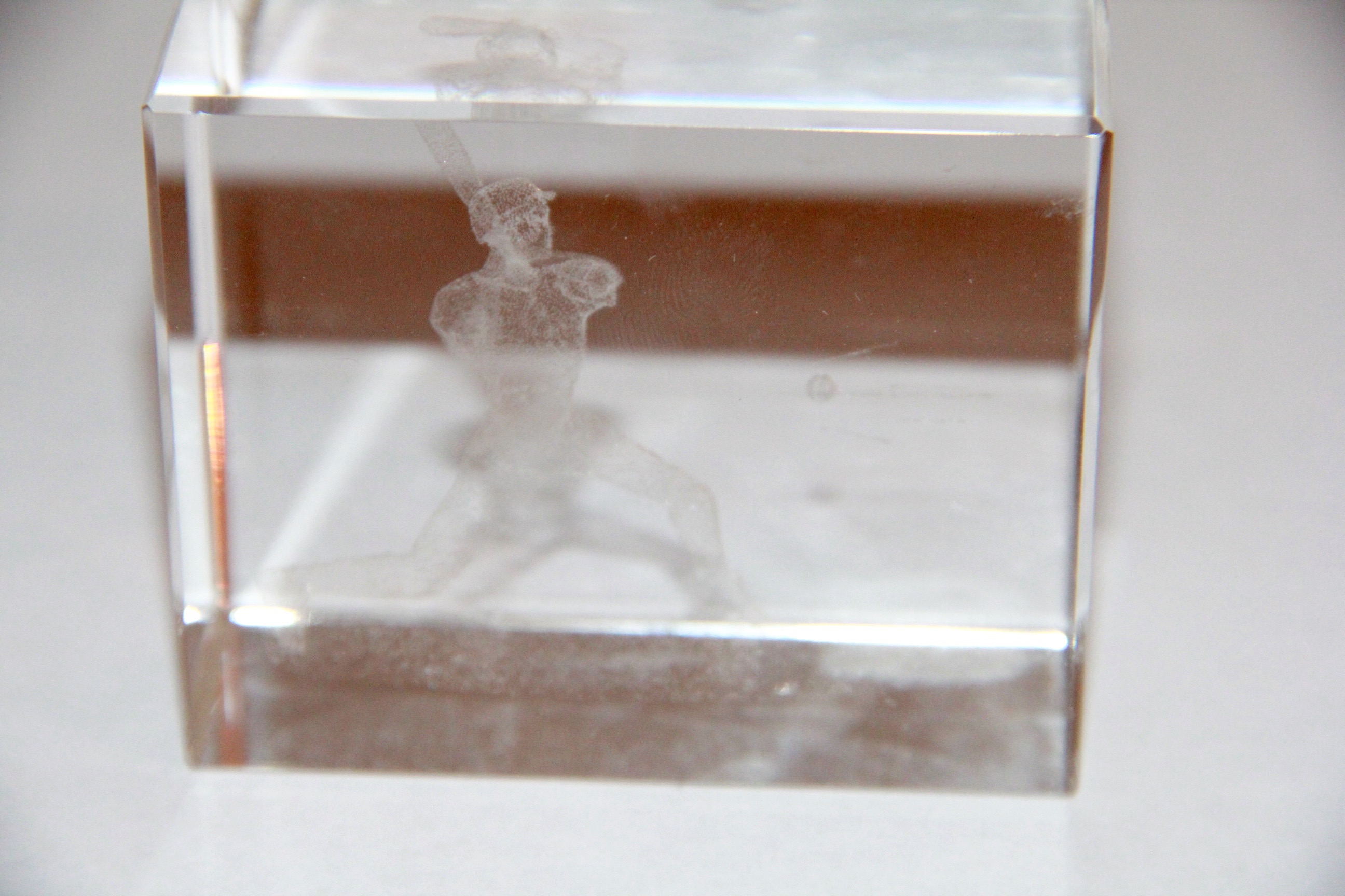 Pair of Sports Themed Lucite Paperweights