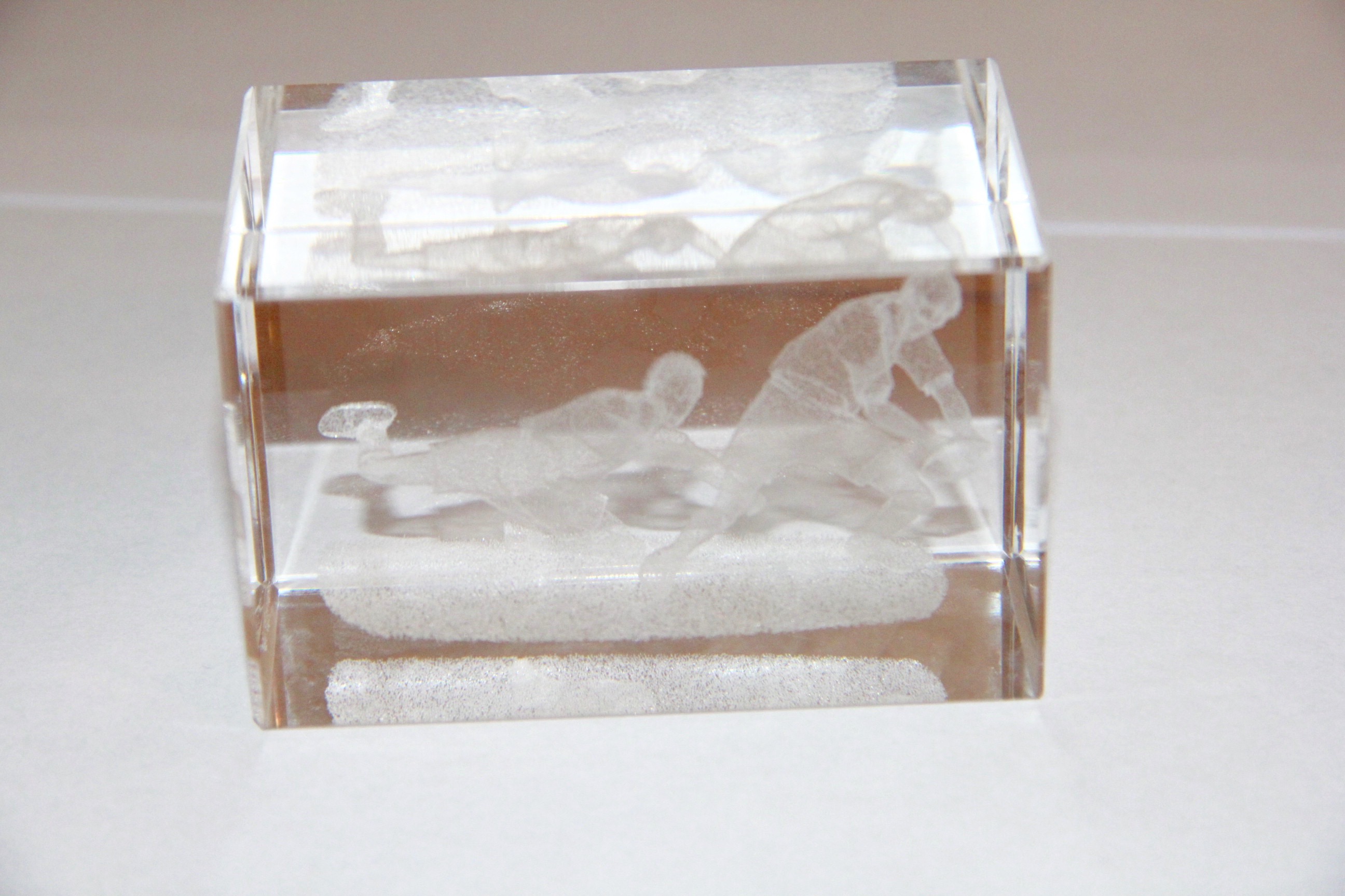 Pair of Sports Themed Lucite Paperweights