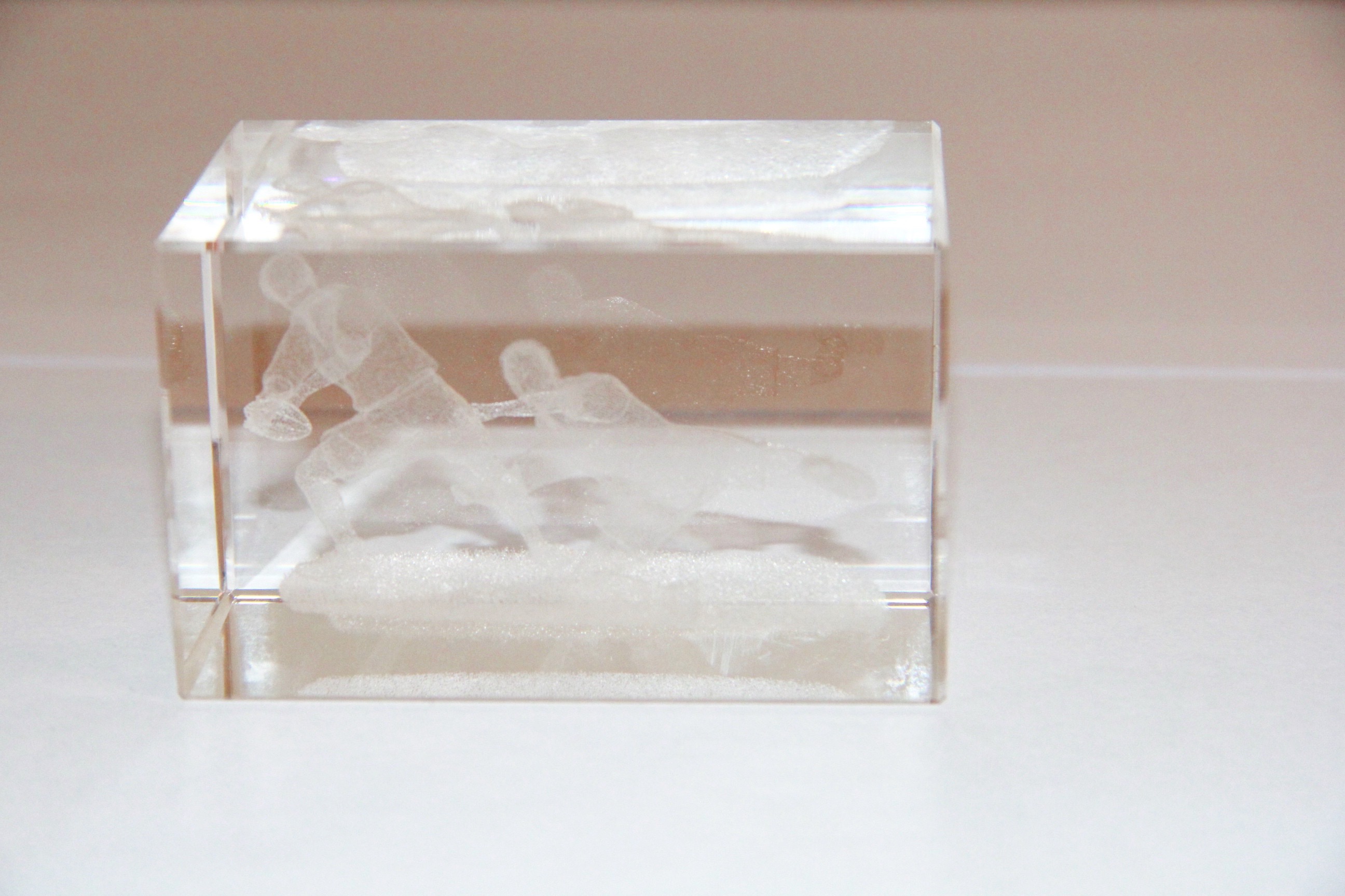 Pair of Sports Themed Lucite Paperweights
