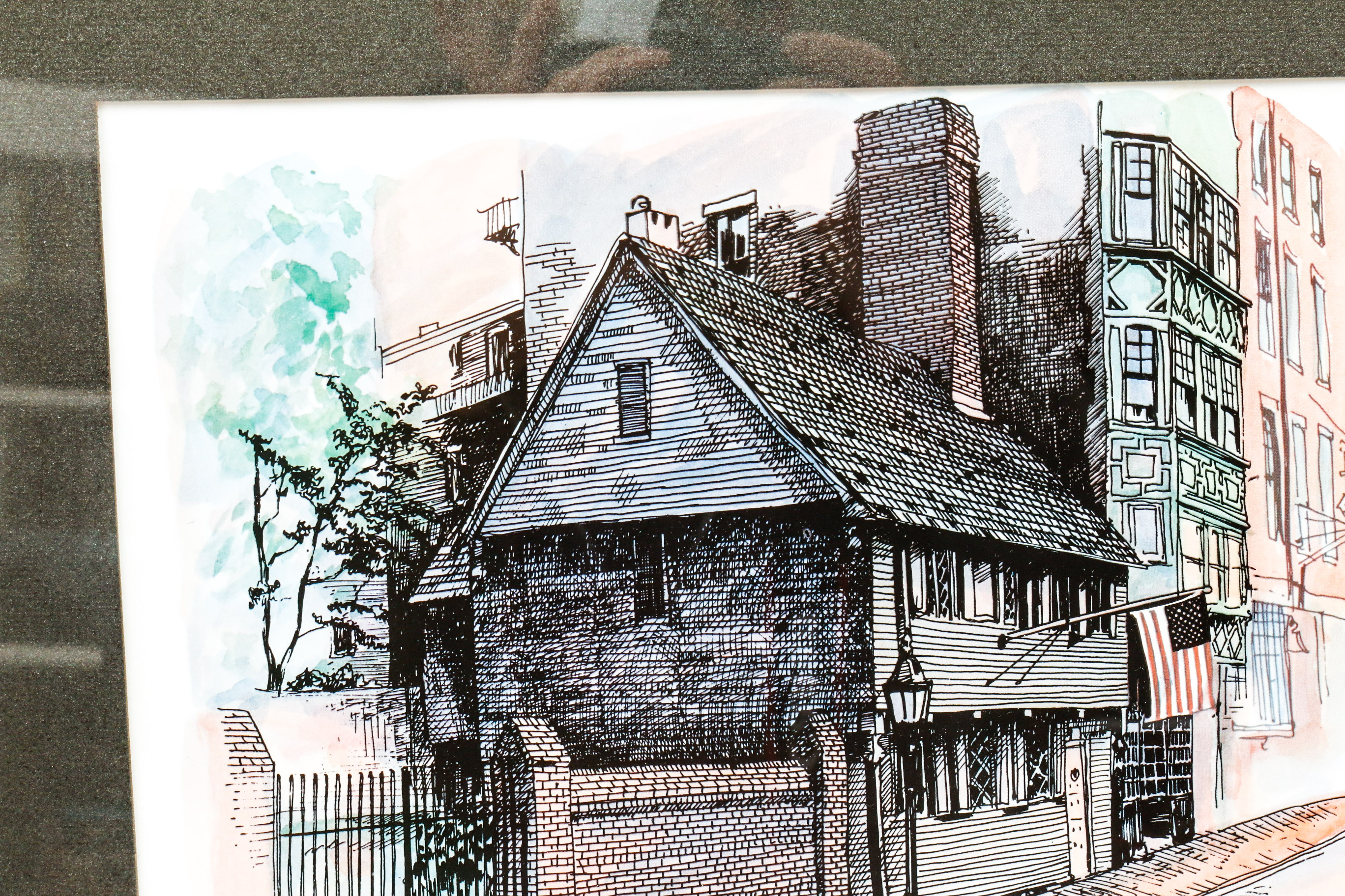 R.E. Kennedy Offset Lithograph "Paul Revere's House Boston"