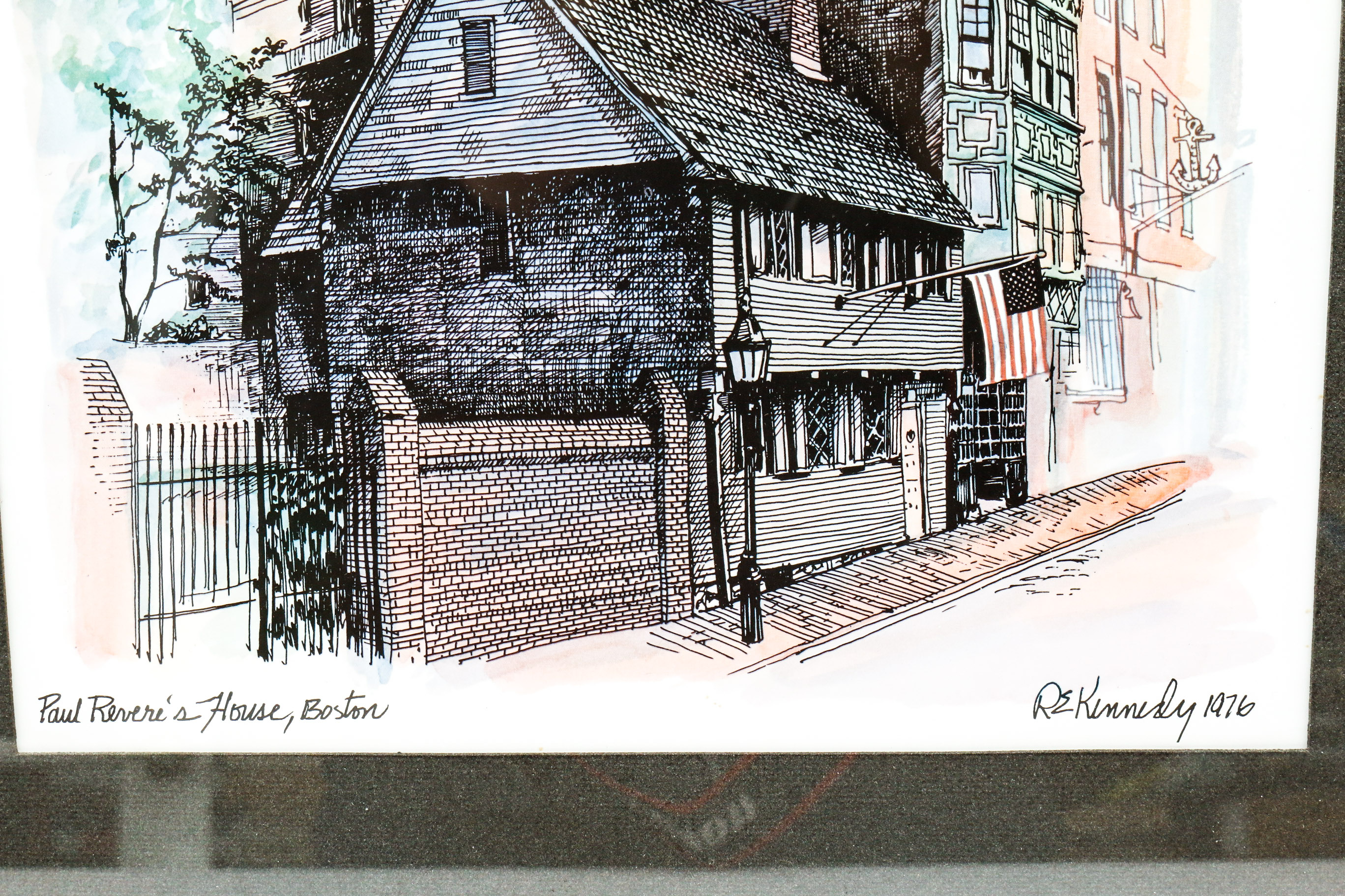 R.E. Kennedy Offset Lithograph "Paul Revere's House Boston"