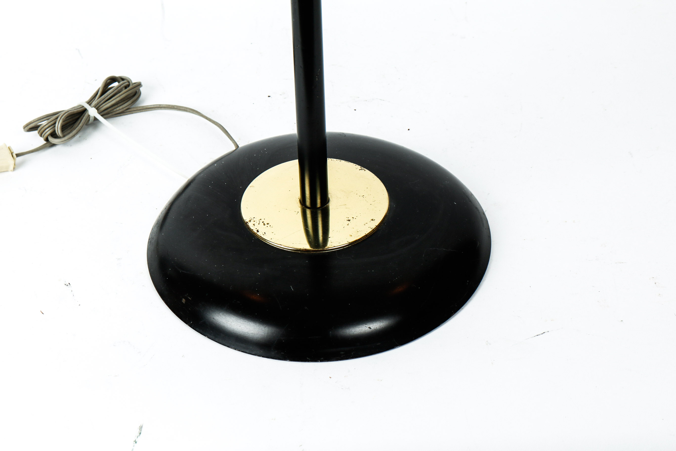 Mid Century Modern Black and Gold Three Shade Floor Lamp