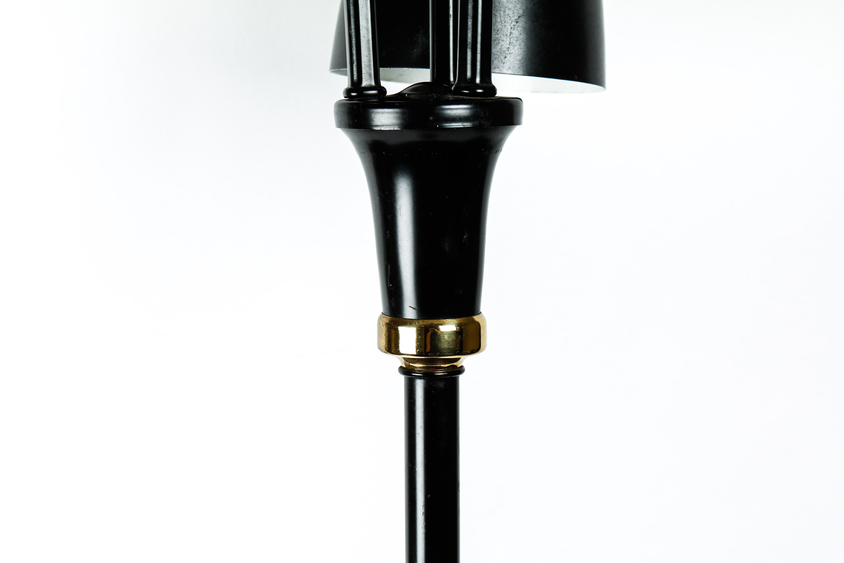 Mid Century Modern Black and Gold Three Shade Floor Lamp