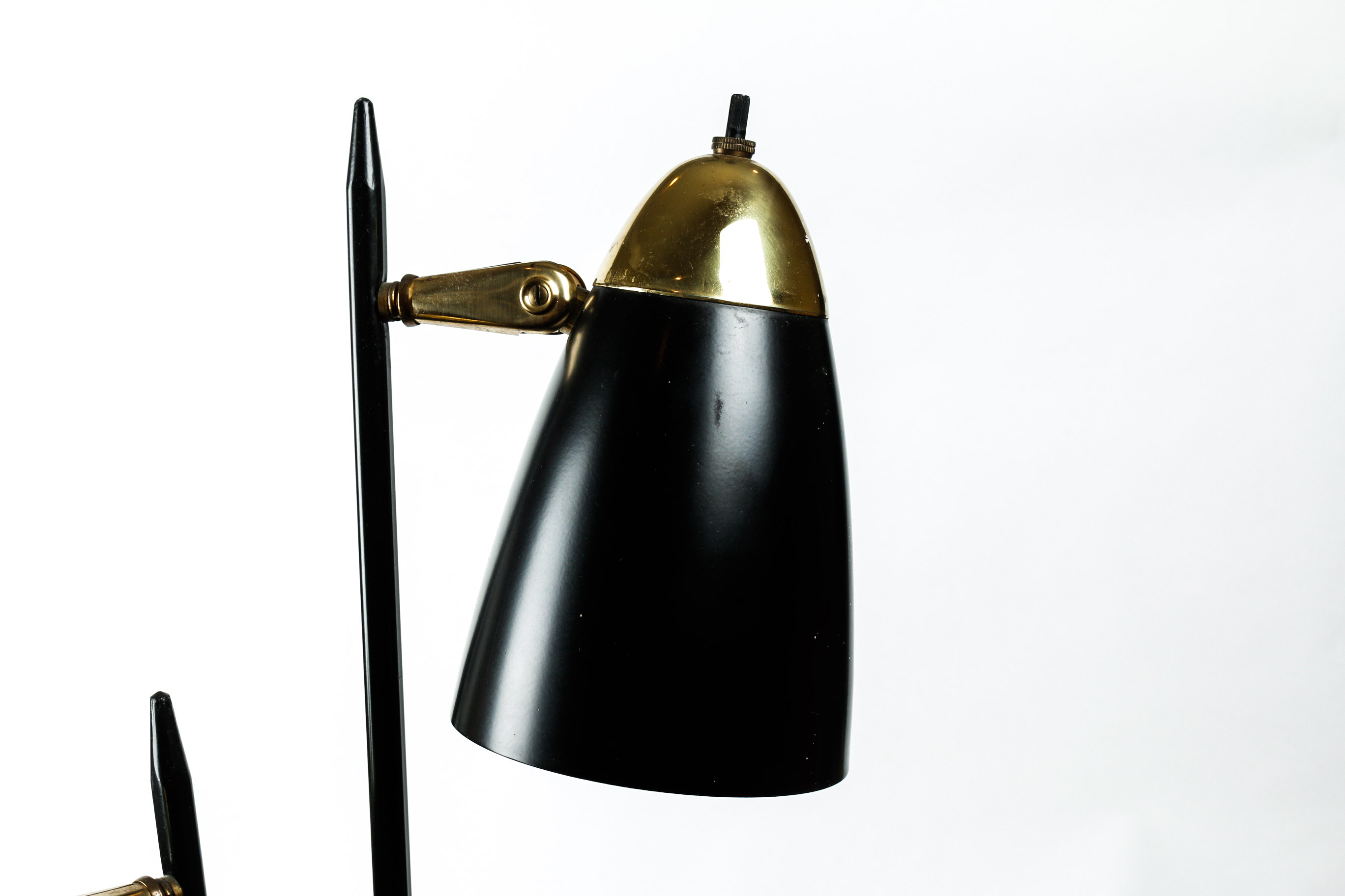 Mid Century Modern Black and Gold Three Shade Floor Lamp