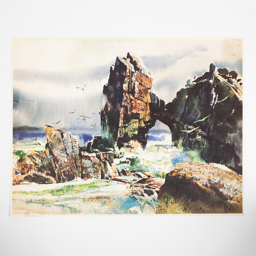 Herbert Ryman "Pacific Grove Rocks" Lithograph