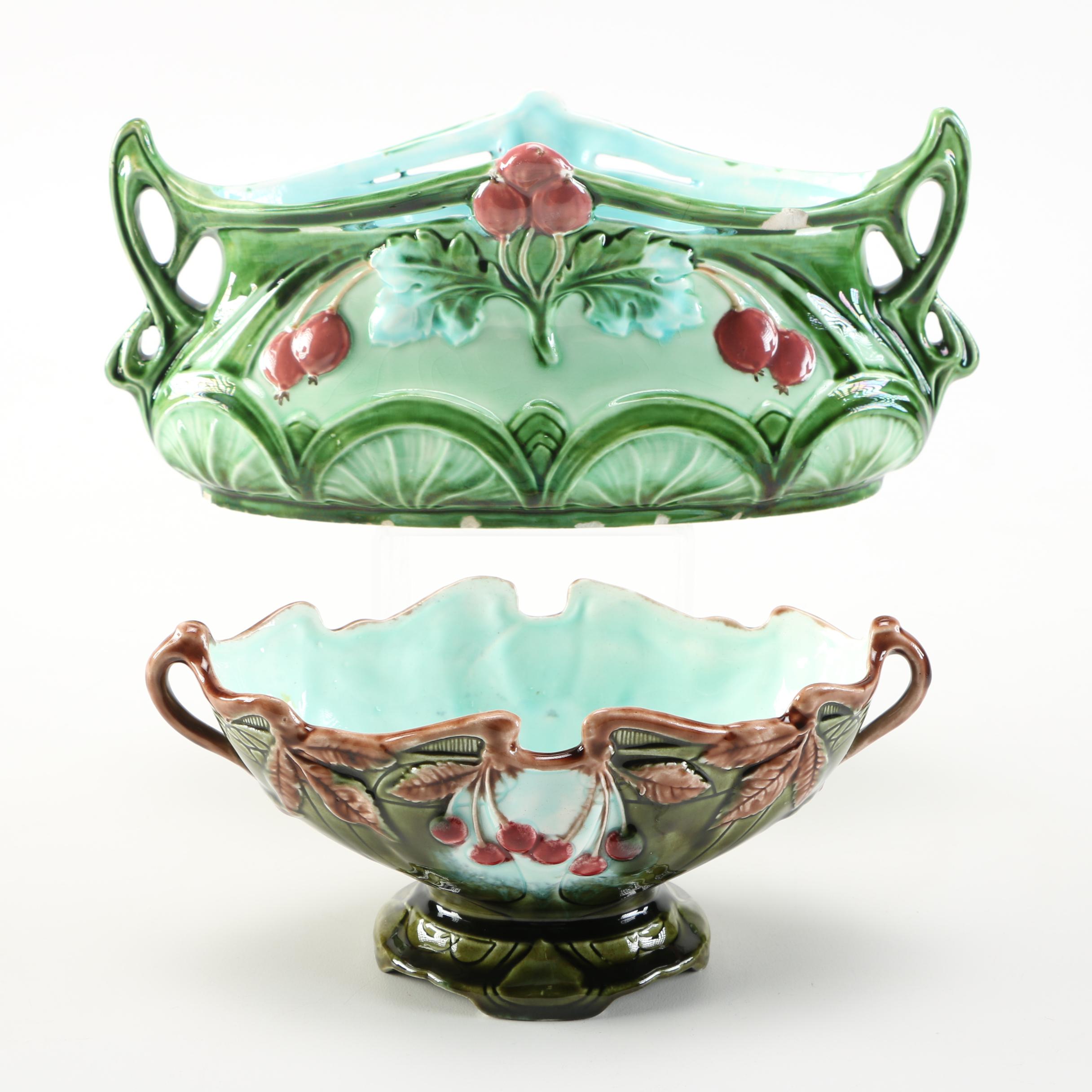 Pair of Majolica Decorative Dishes