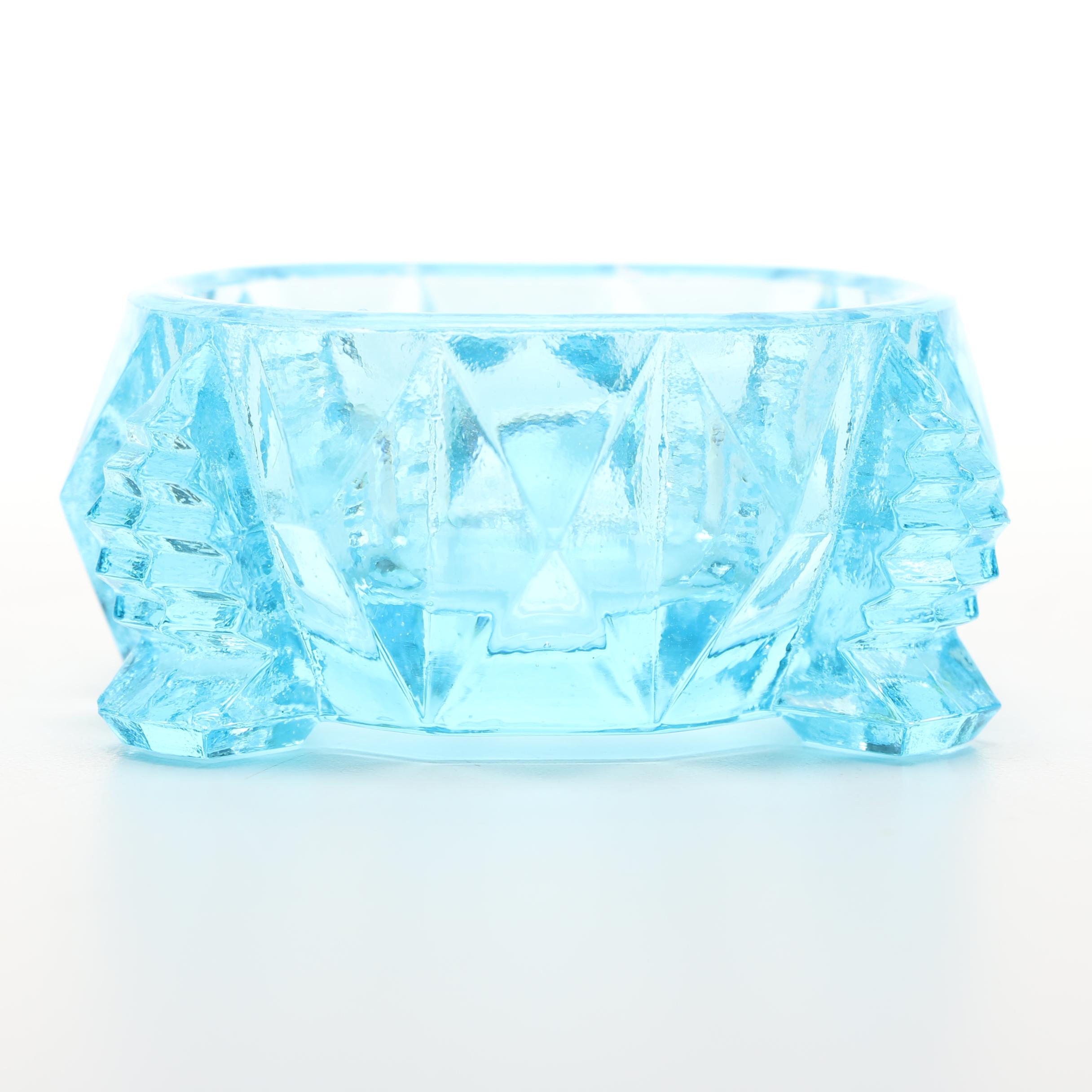 Pair of Blue Glass Salt Cellars