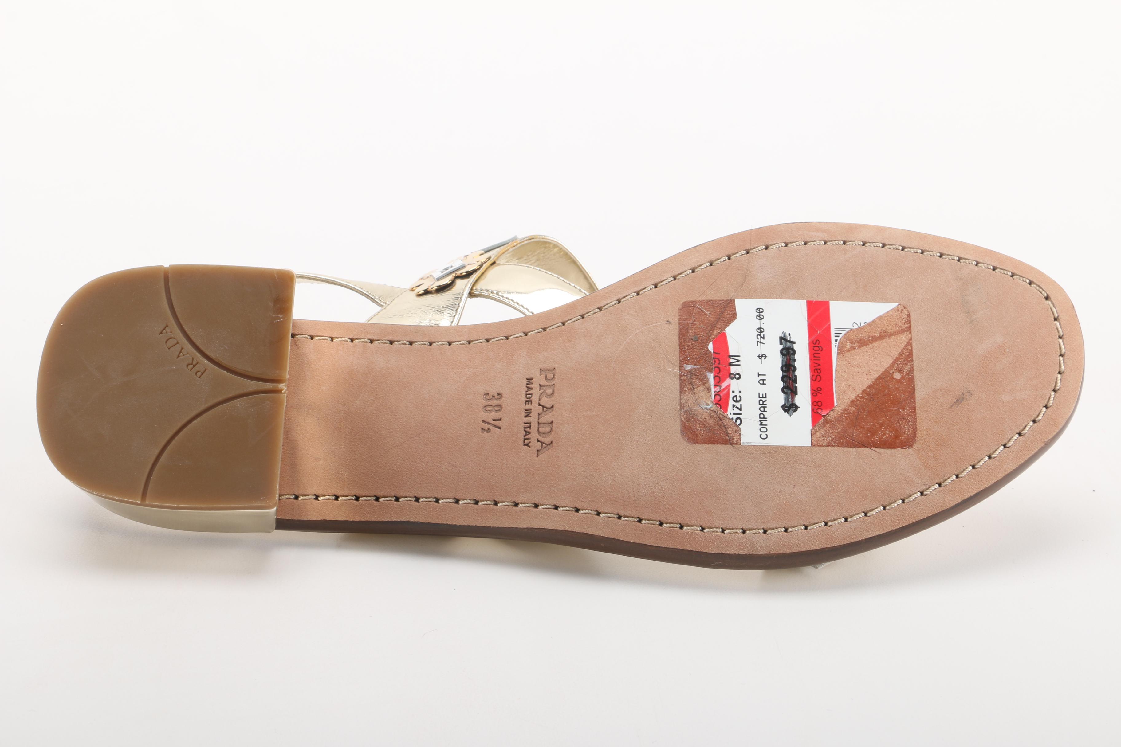 Prada Two Strap Appliqué Sandals