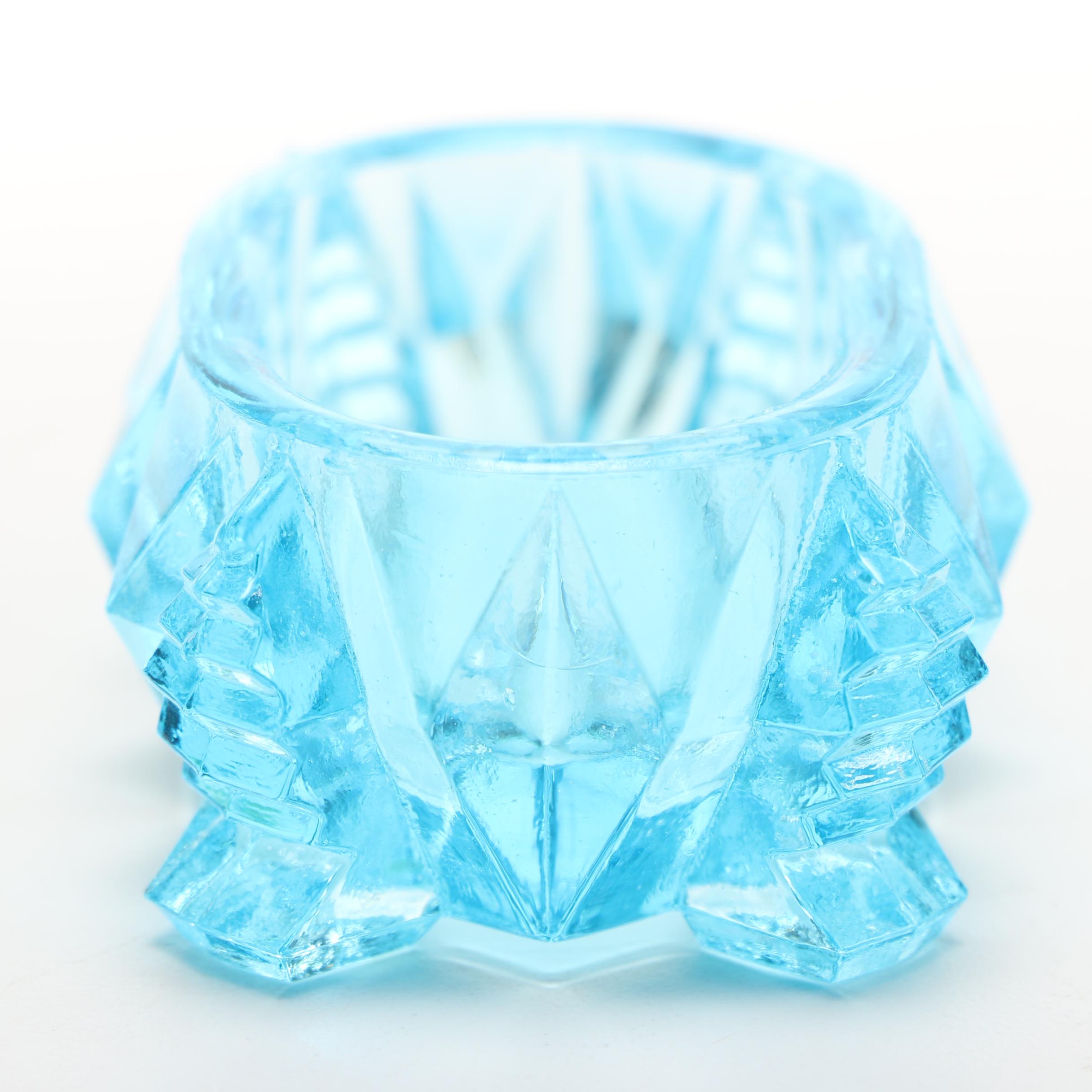 Pair of Blue Glass Salt Cellars
