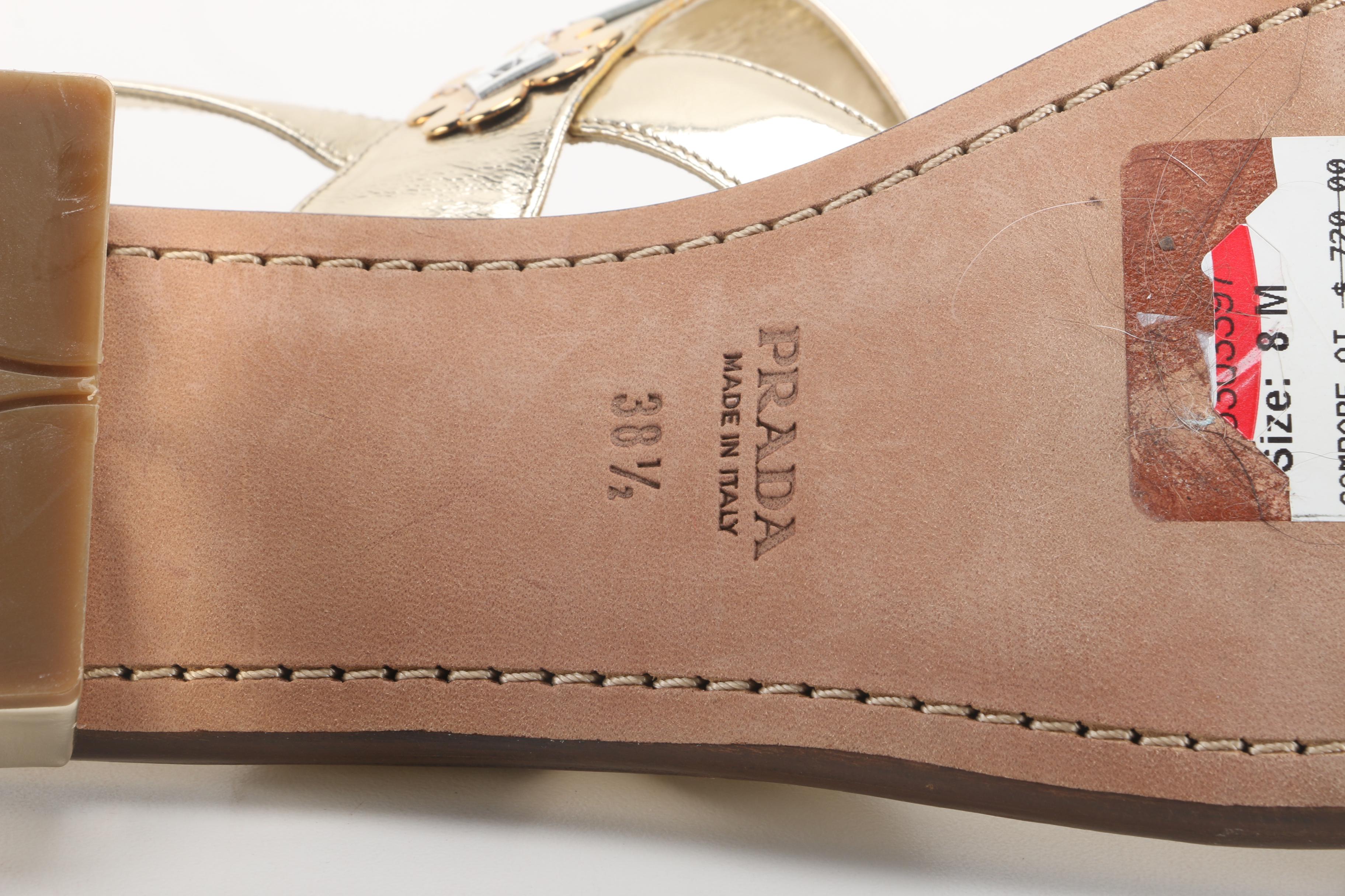 Prada Two Strap Appliqué Sandals