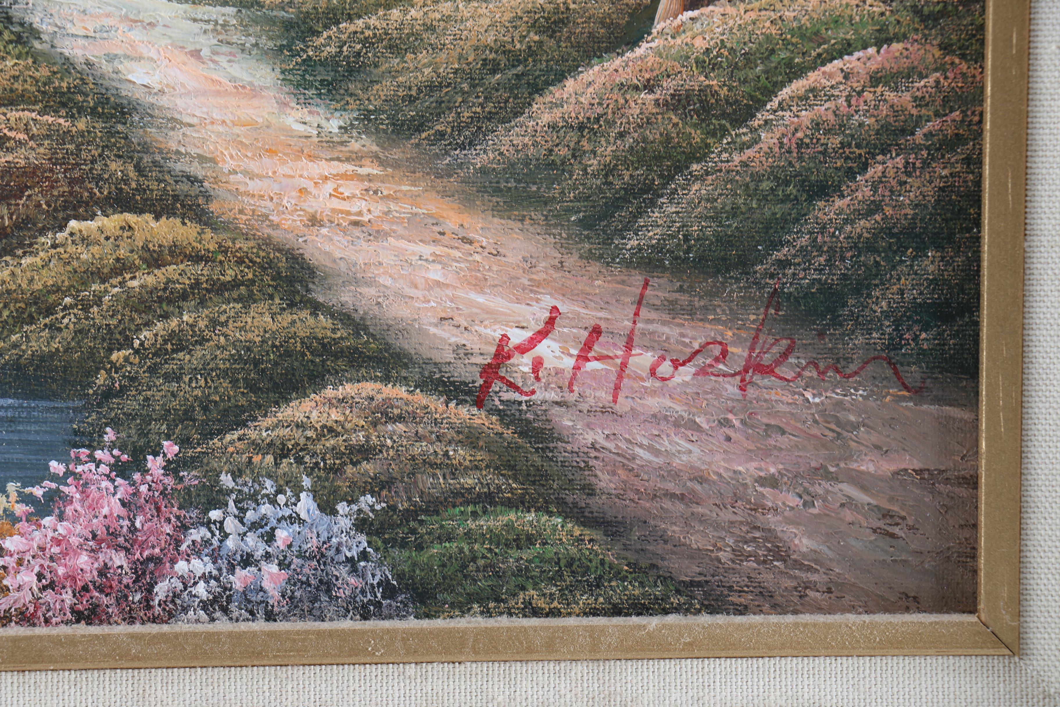 K. Hoskin Signed Original Acrylic Painting of a Cottage