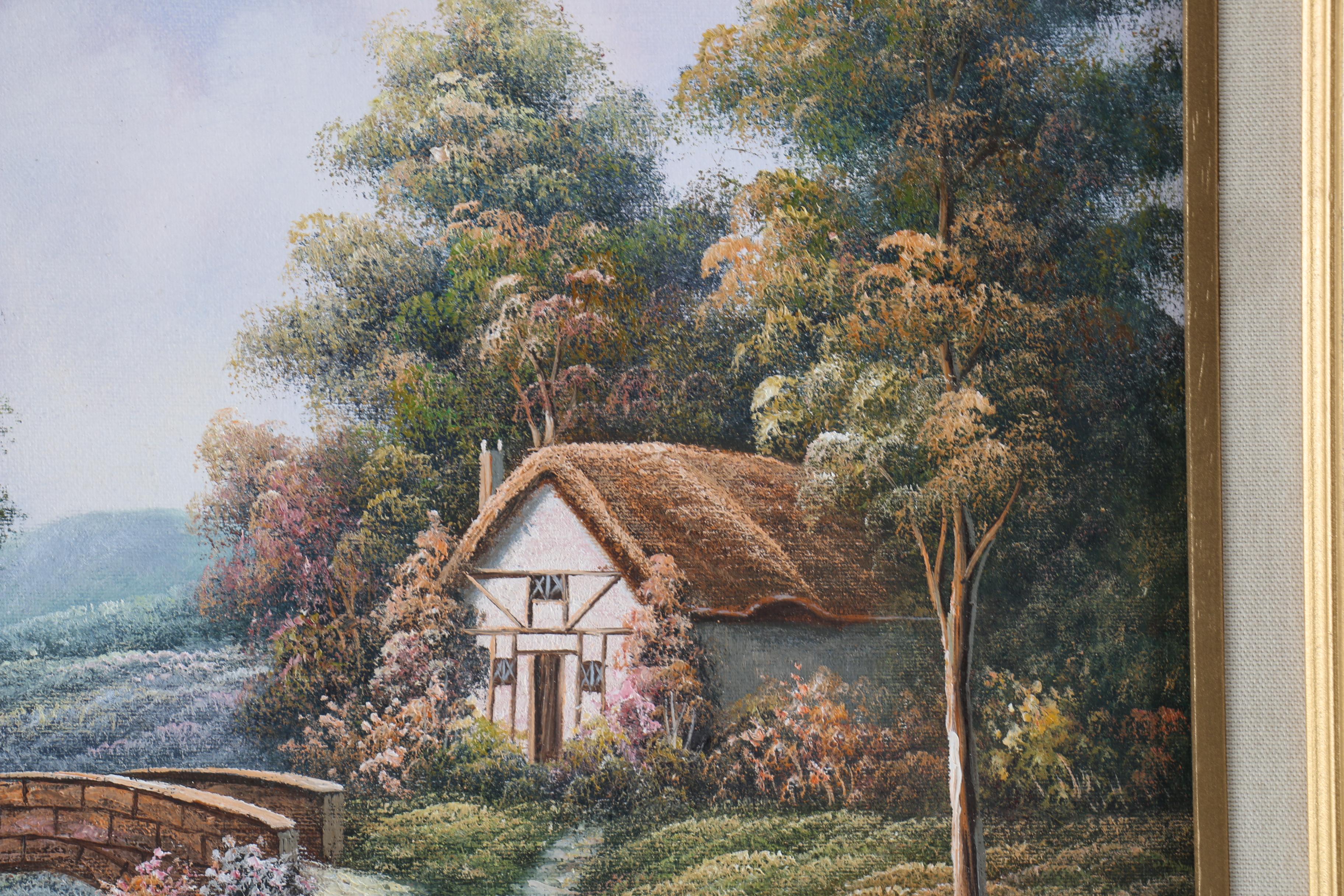 K. Hoskin Signed Original Acrylic Painting of a Cottage