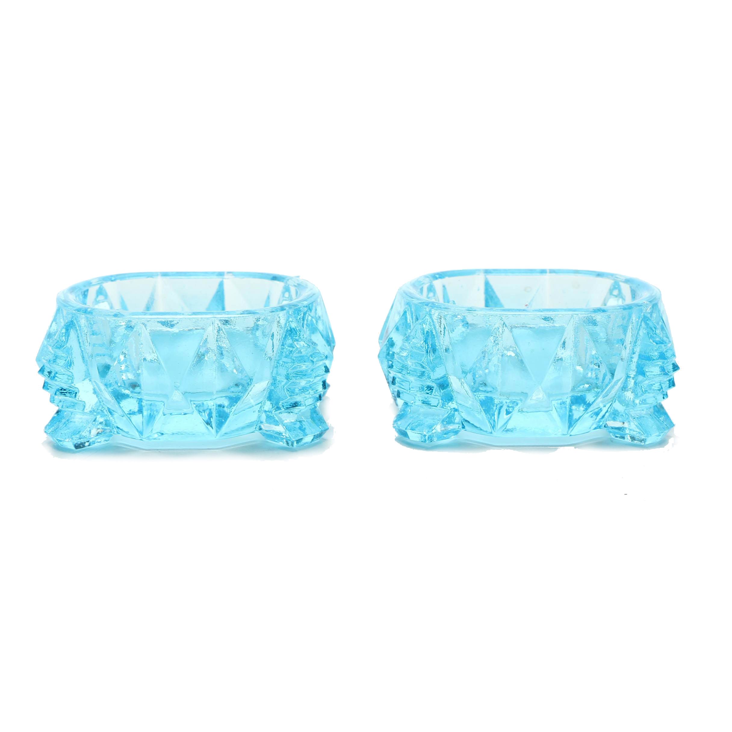 Pair of Blue Glass Salt Cellars