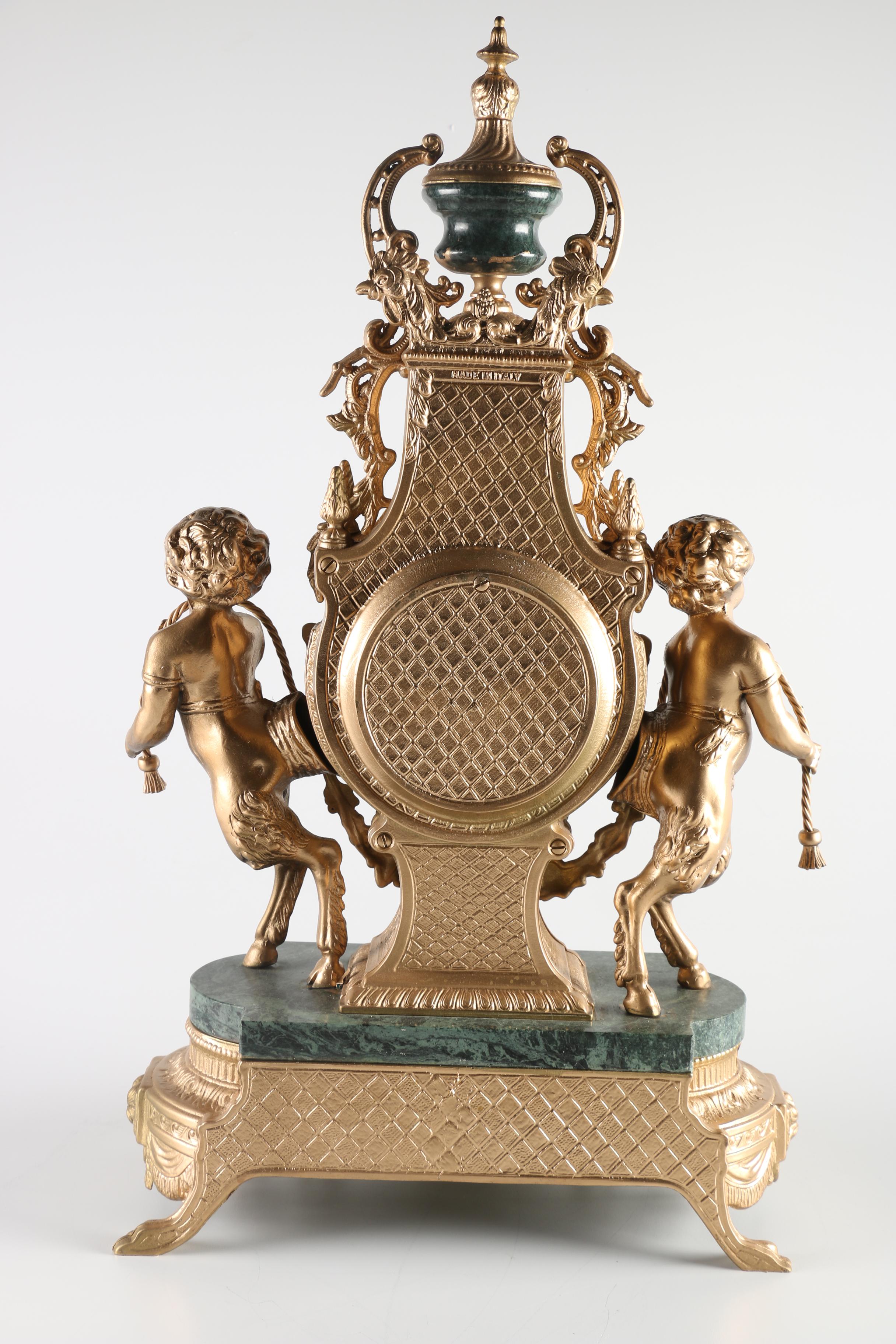 Imperial Gold Tone Mantle Clock with Marble Accents