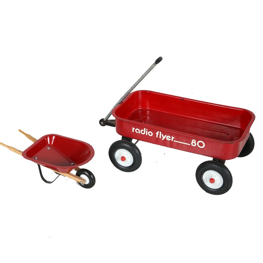 Radio Flyer Wagon and Miniature Wheelbarrow