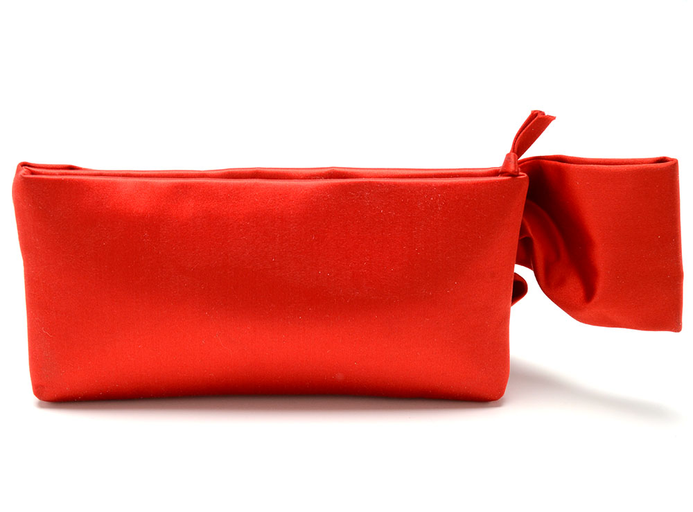 Valentino Garavani Red Satin Bow Clutch