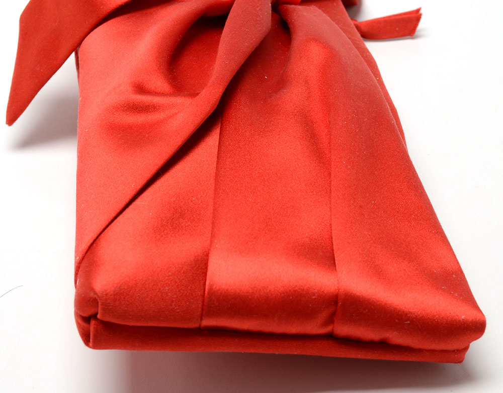 Valentino Garavani Red Satin Bow Clutch