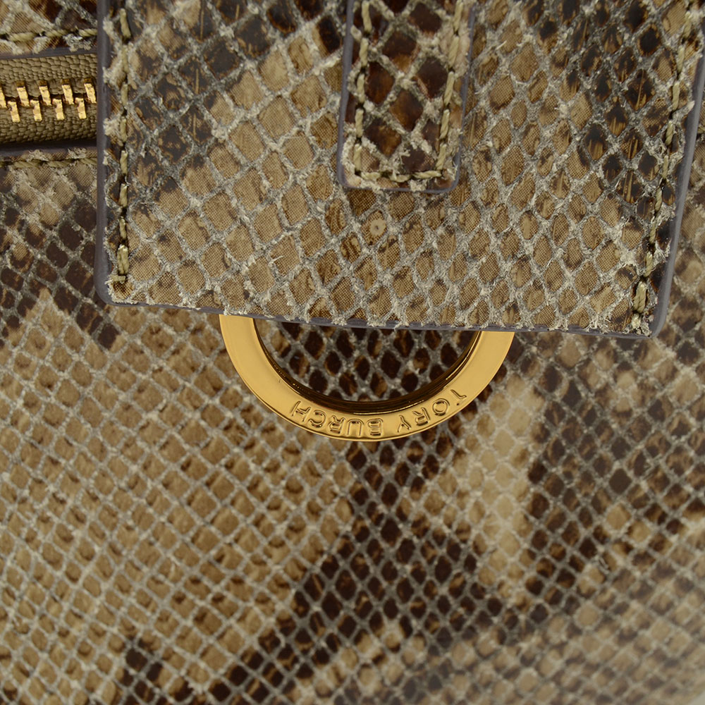 Tory Burch 797 Pouch Raffia & Snake Embossed Leather Crossbody Bag