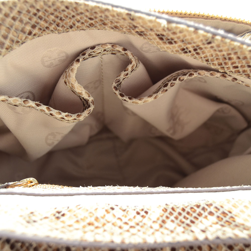 Tory Burch 797 Pouch Raffia & Snake Embossed Leather Crossbody Bag