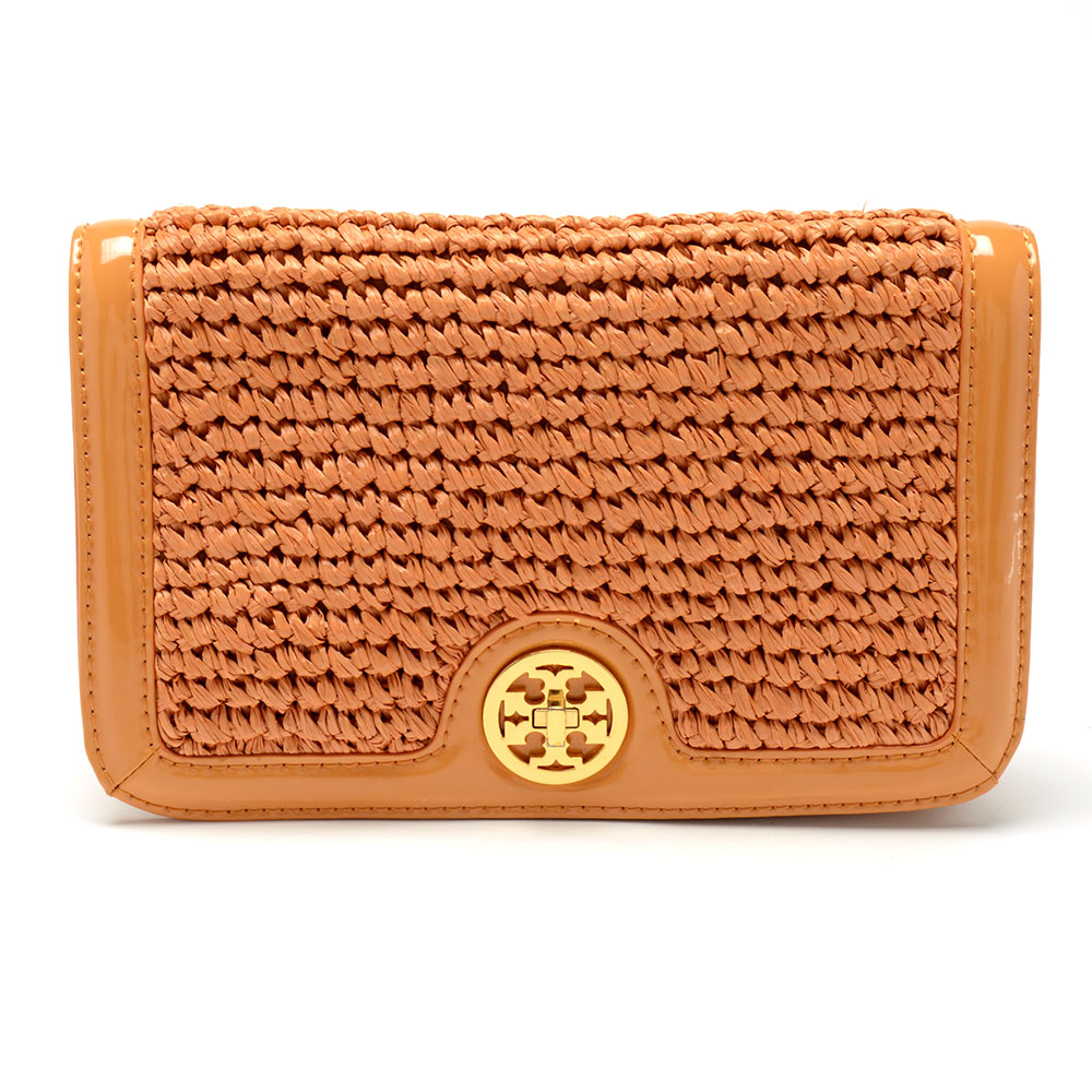 Tory Burch Straw Turnlock Clutch