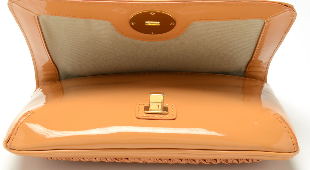 Tory Burch Straw Turnlock Clutch