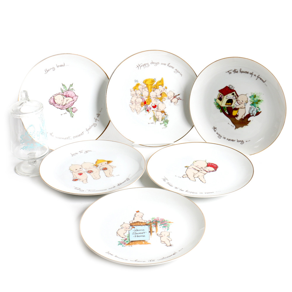 Kewpie Collector's Plates and a Candy Dish