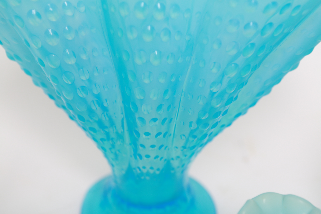 Collection of Vintage Blue Hobnail Milk Glass