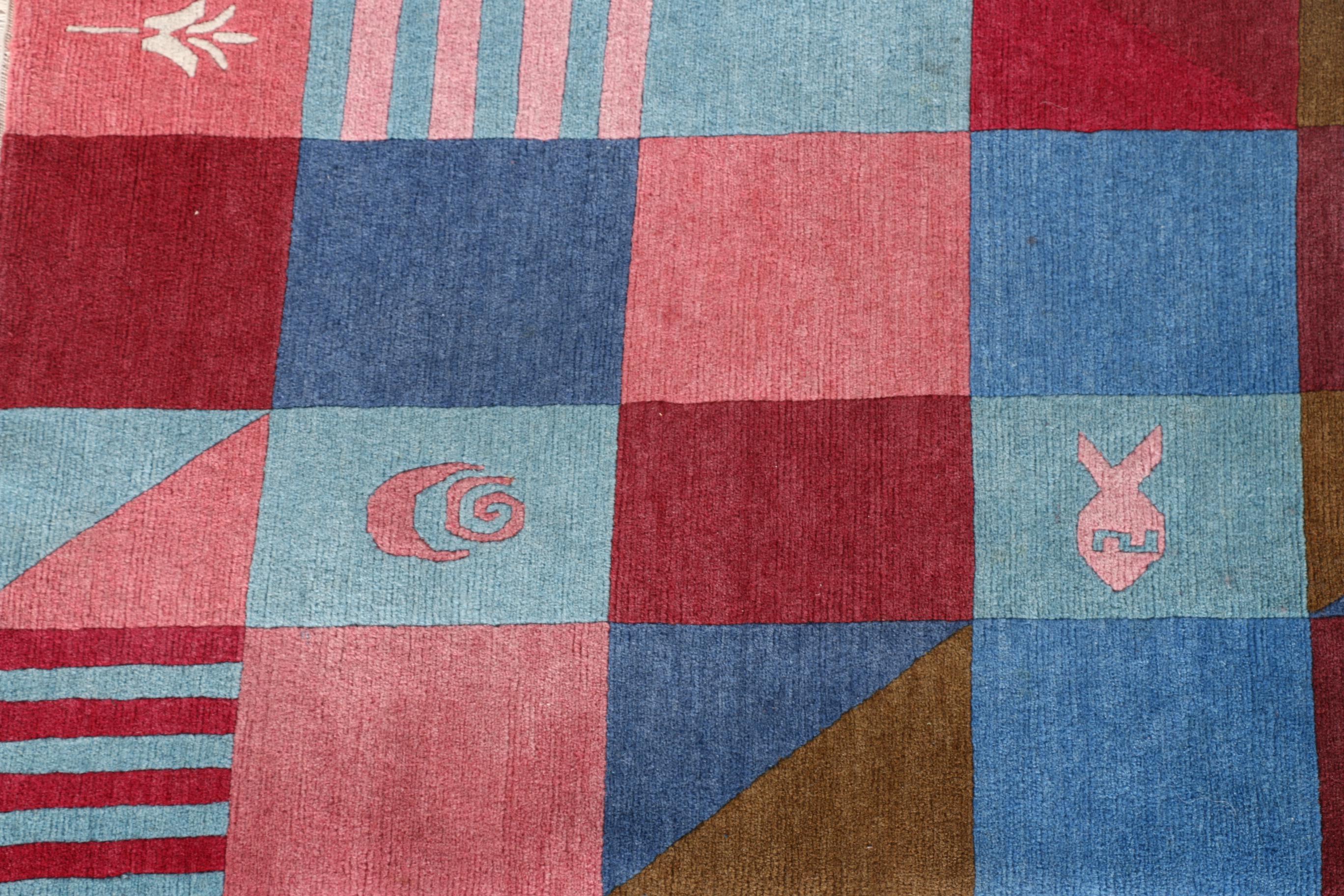 Hand Knotted Tibetan-Style Wool Area Rug