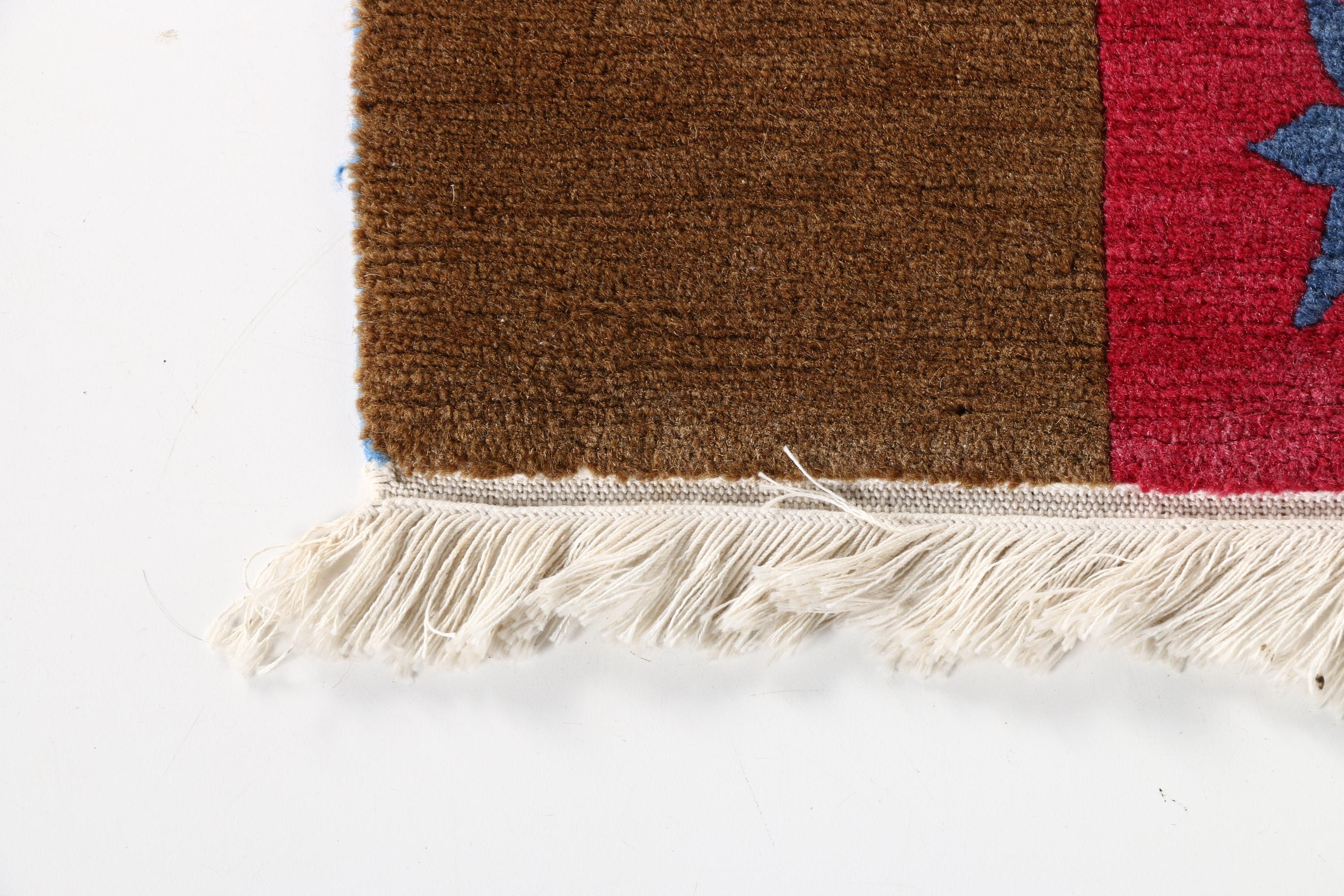 Hand Knotted Tibetan-Style Wool Area Rug