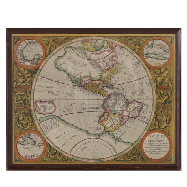 Vintage Chromolithograph Americas Map After "Atlantis Pars Altera" Atlas
