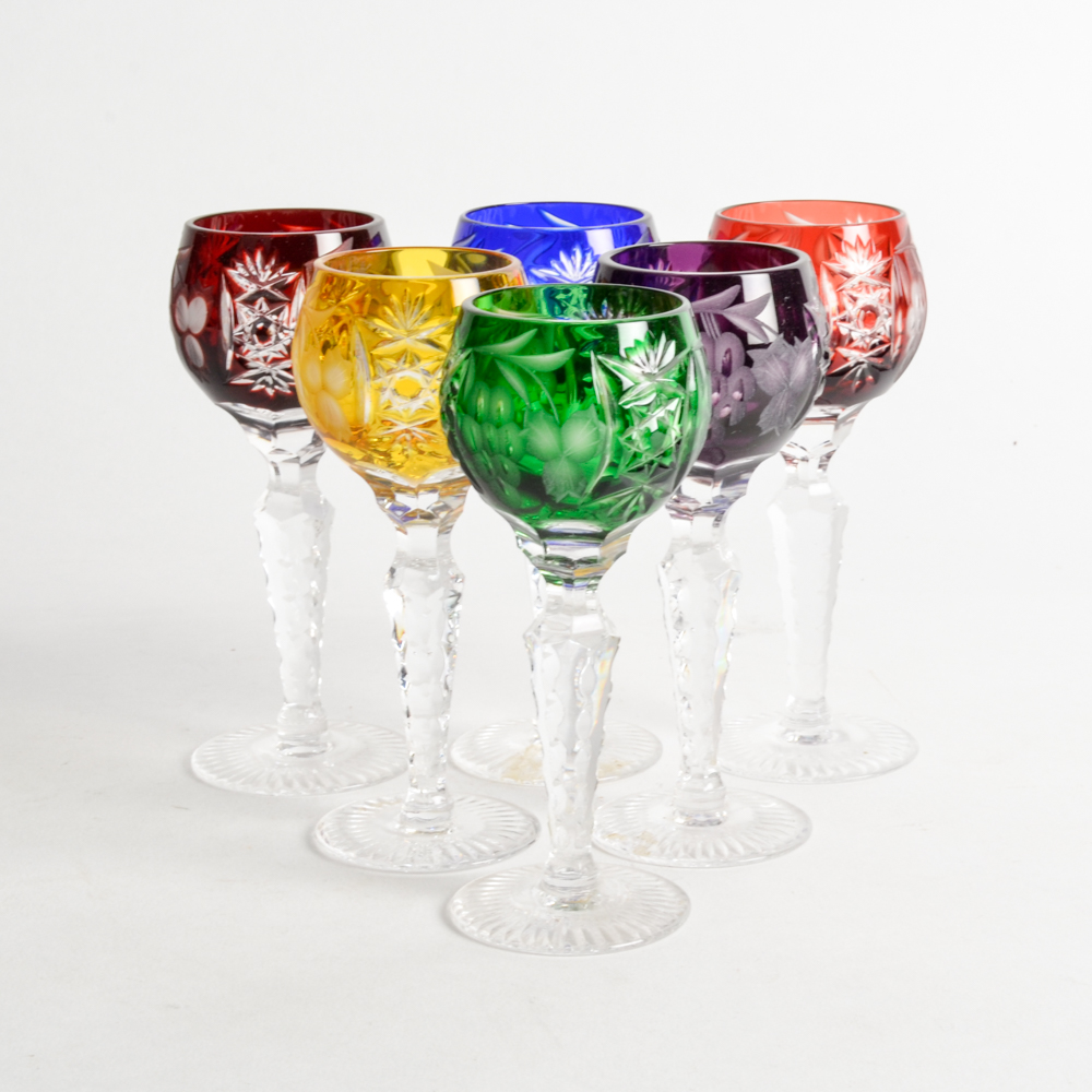 Ajka Crystal "Marsala" Cased Cordial Glasses