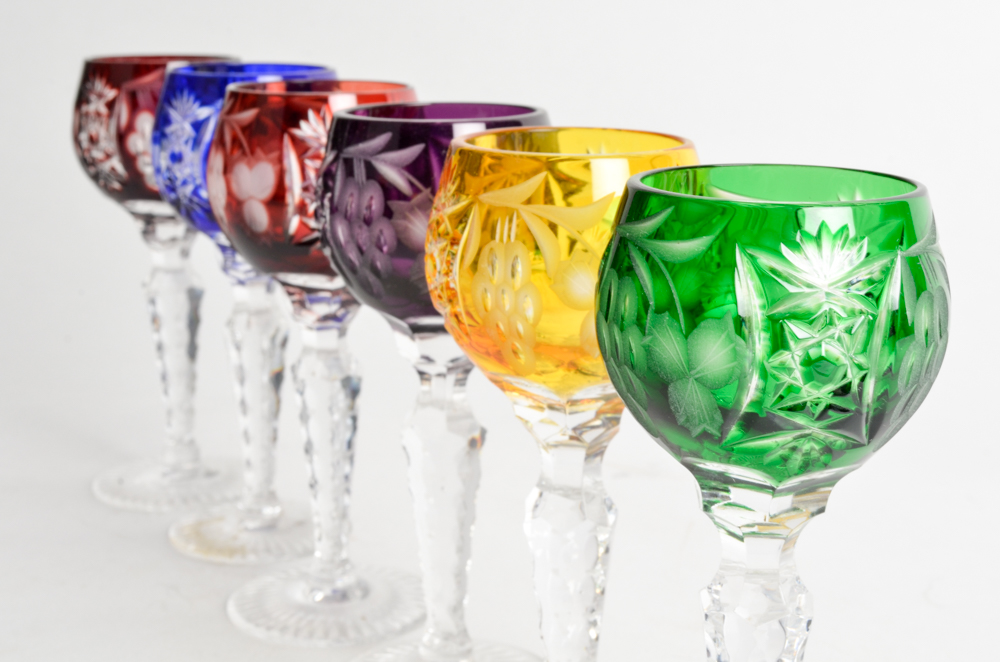 Ajka Crystal "Marsala" Cased Cordial Glasses