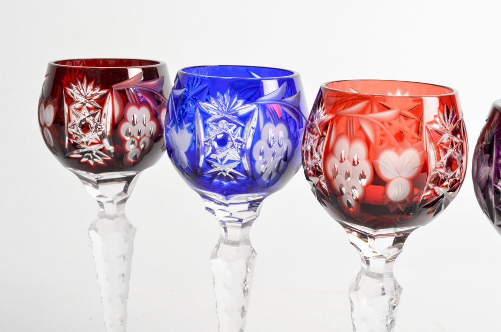 Ajka Crystal "Marsala" Cased Cordial Glasses