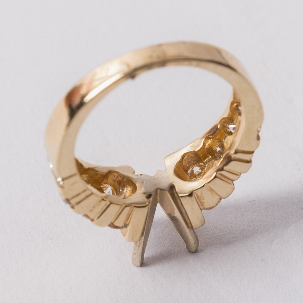 14K Yellow Gold Semi Mount Engagement Ring Setting