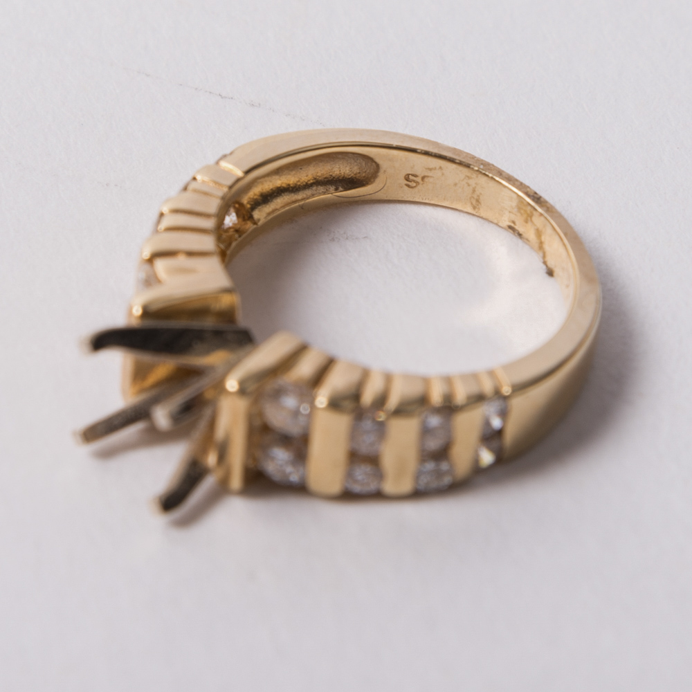 14K Yellow Gold Semi Mount Engagement Ring Setting