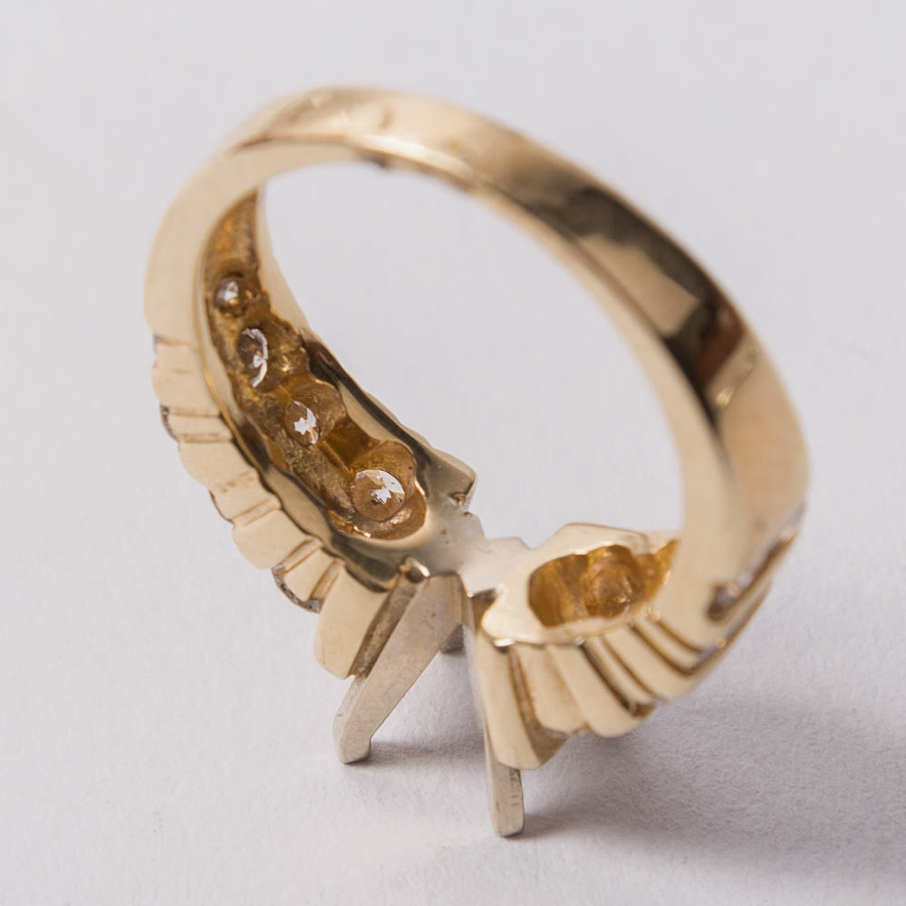 14K Yellow Gold Semi Mount Engagement Ring Setting