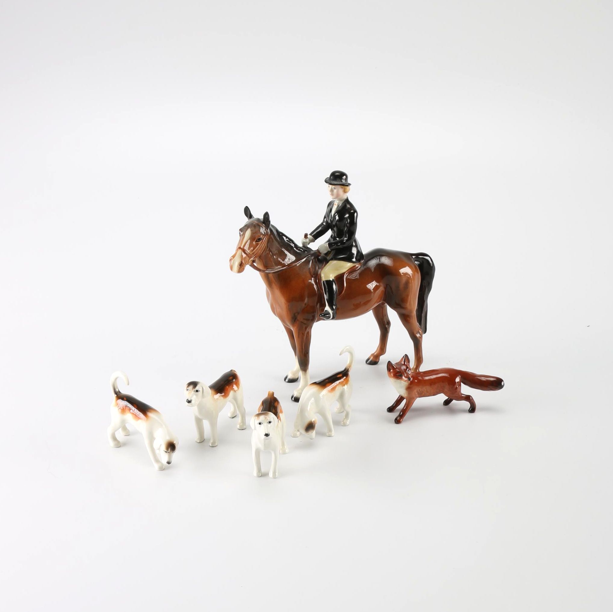 Group of Beswick Fox Hunting Figurines